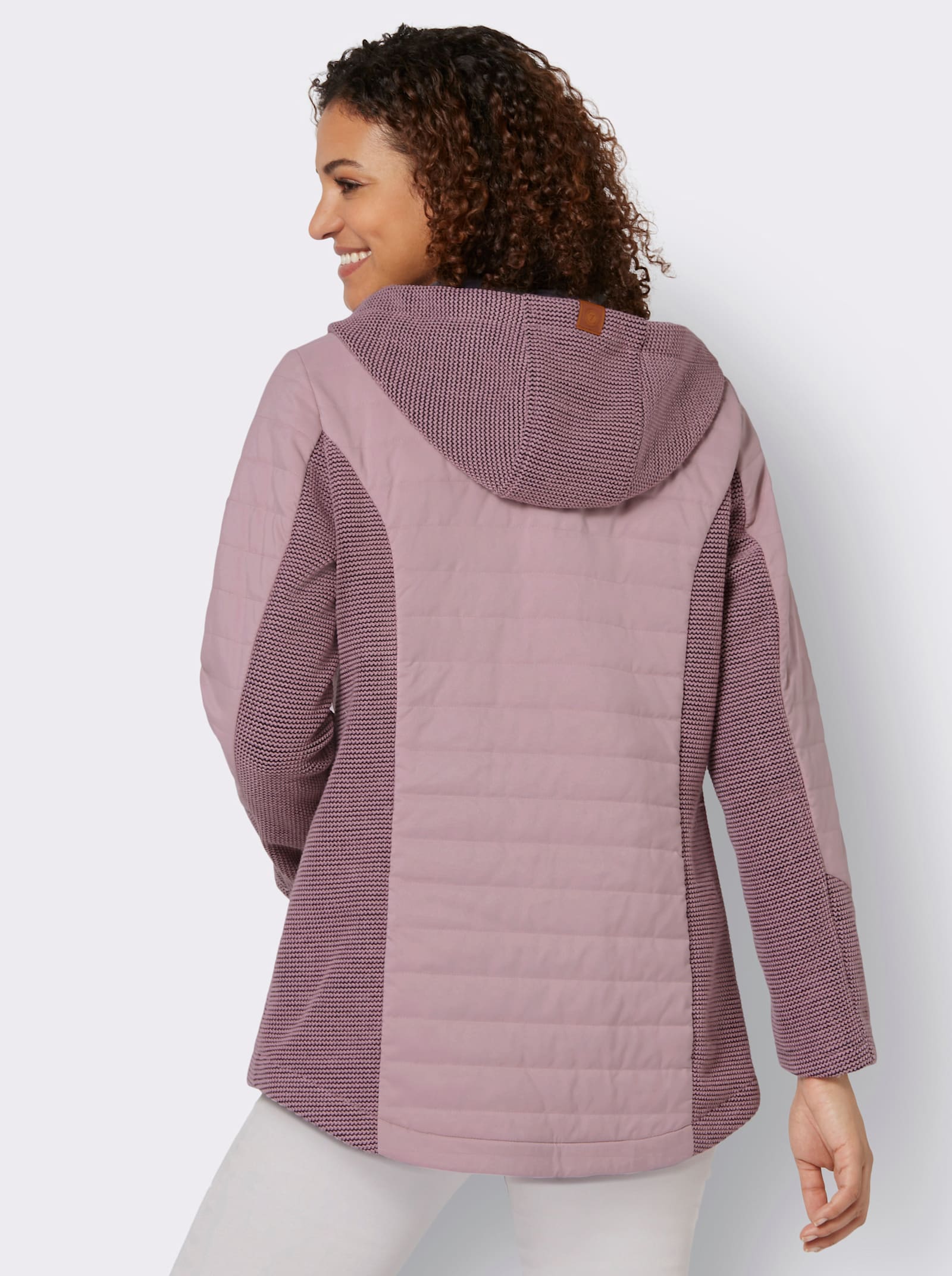 Übergangsjacke im Mix aus Fleece und Stepp - mauve