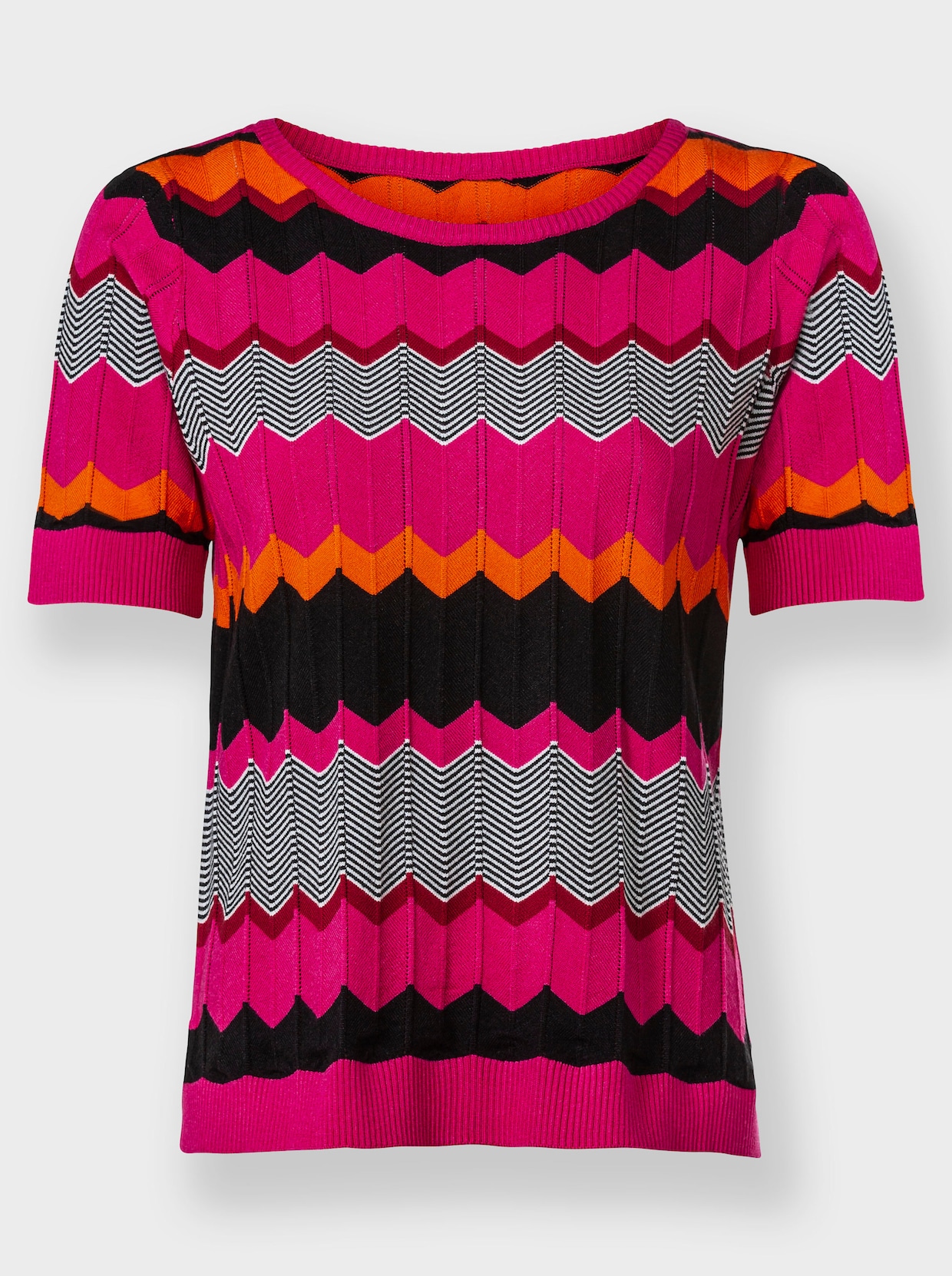 heine Pullover met korte mouwen - fuchsia/zwart gedessineerd