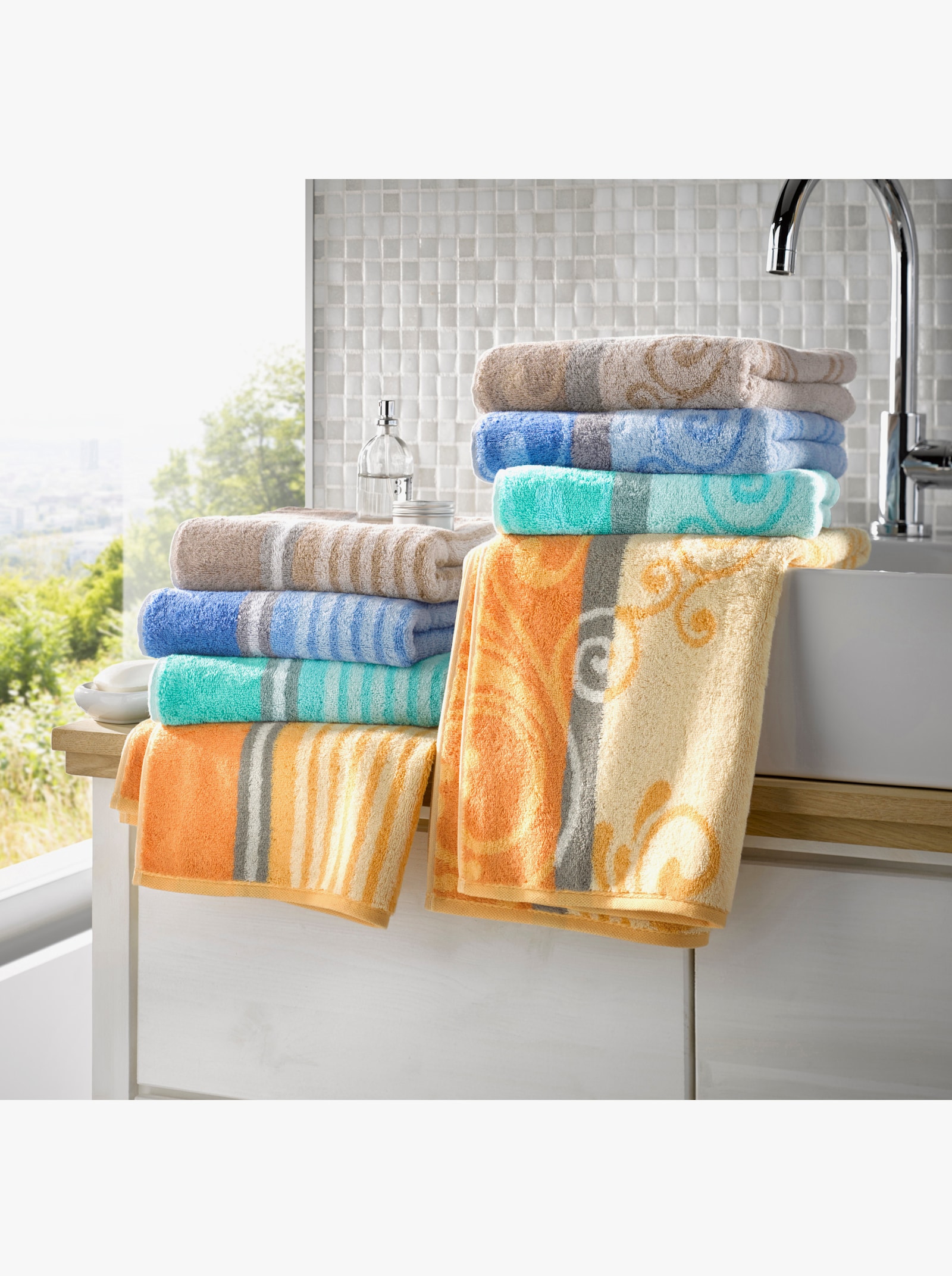 Cawö Handtuch - wintertürkis-gestreift