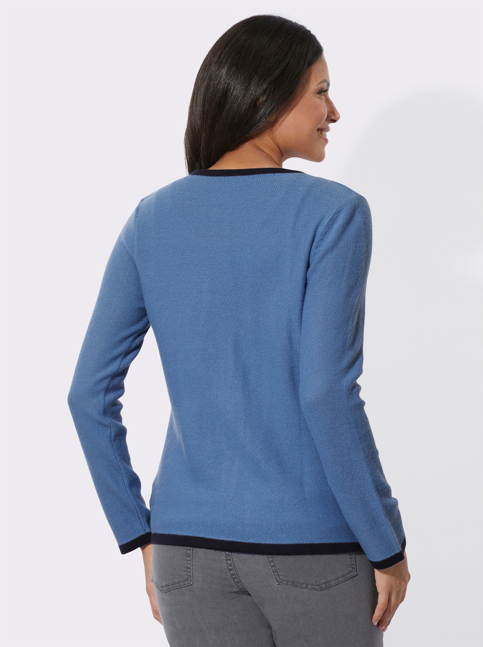 Strickjacke im Trachten-Stil - mittelblau-marine