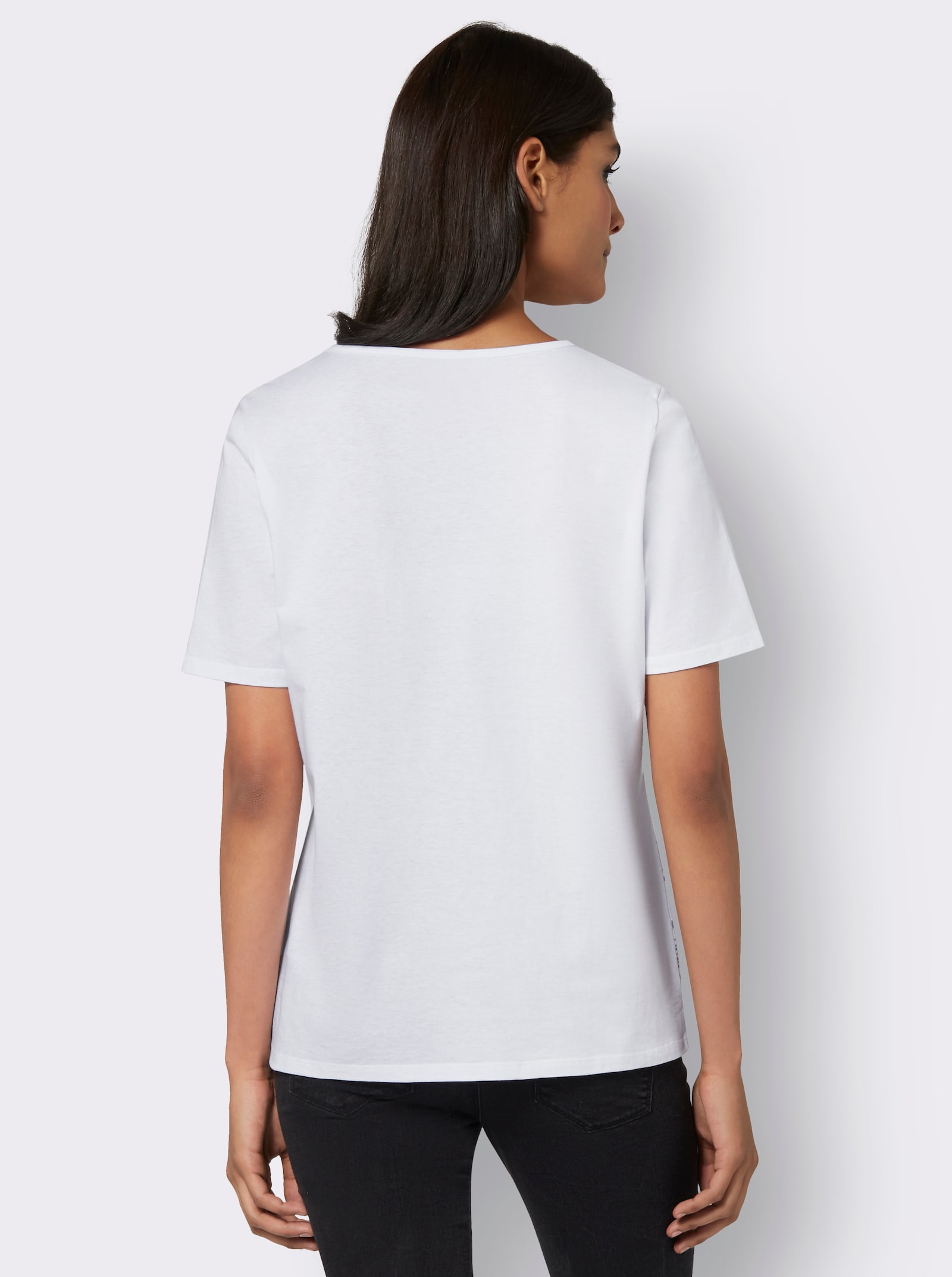 T-shirt à manches courtes avec imprimé feuille - blanc