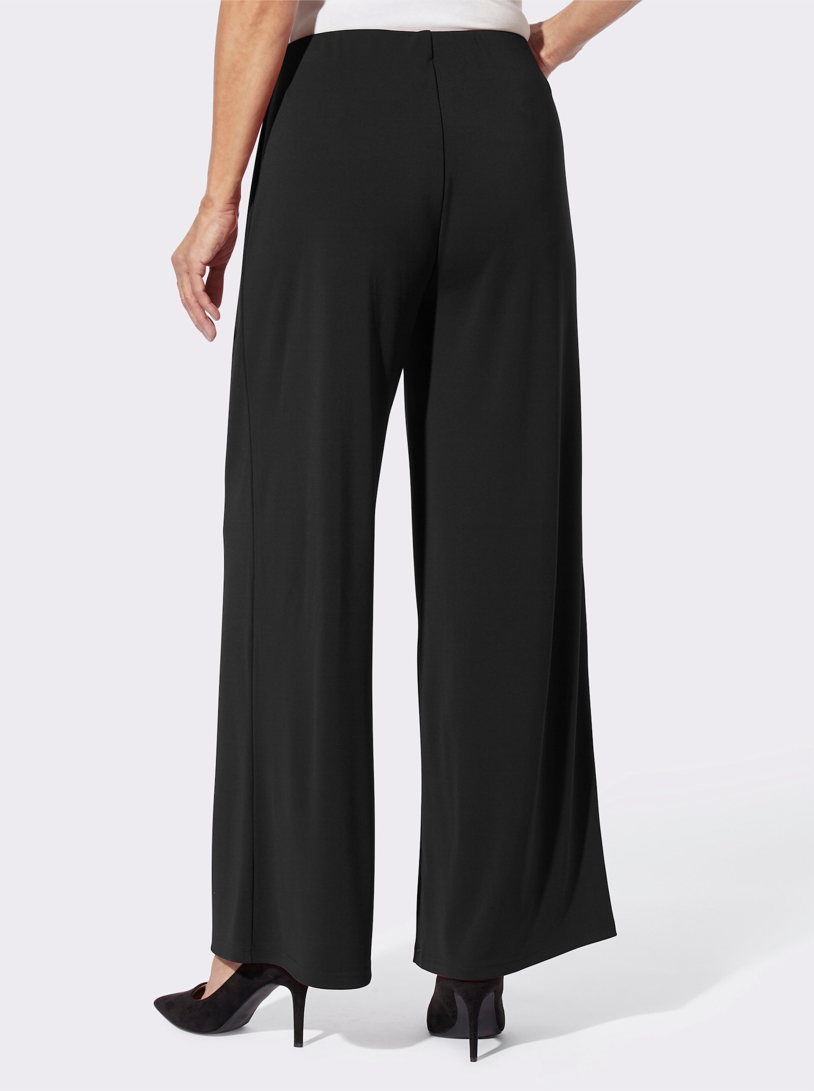Palazzobroek met elastische band - zwart