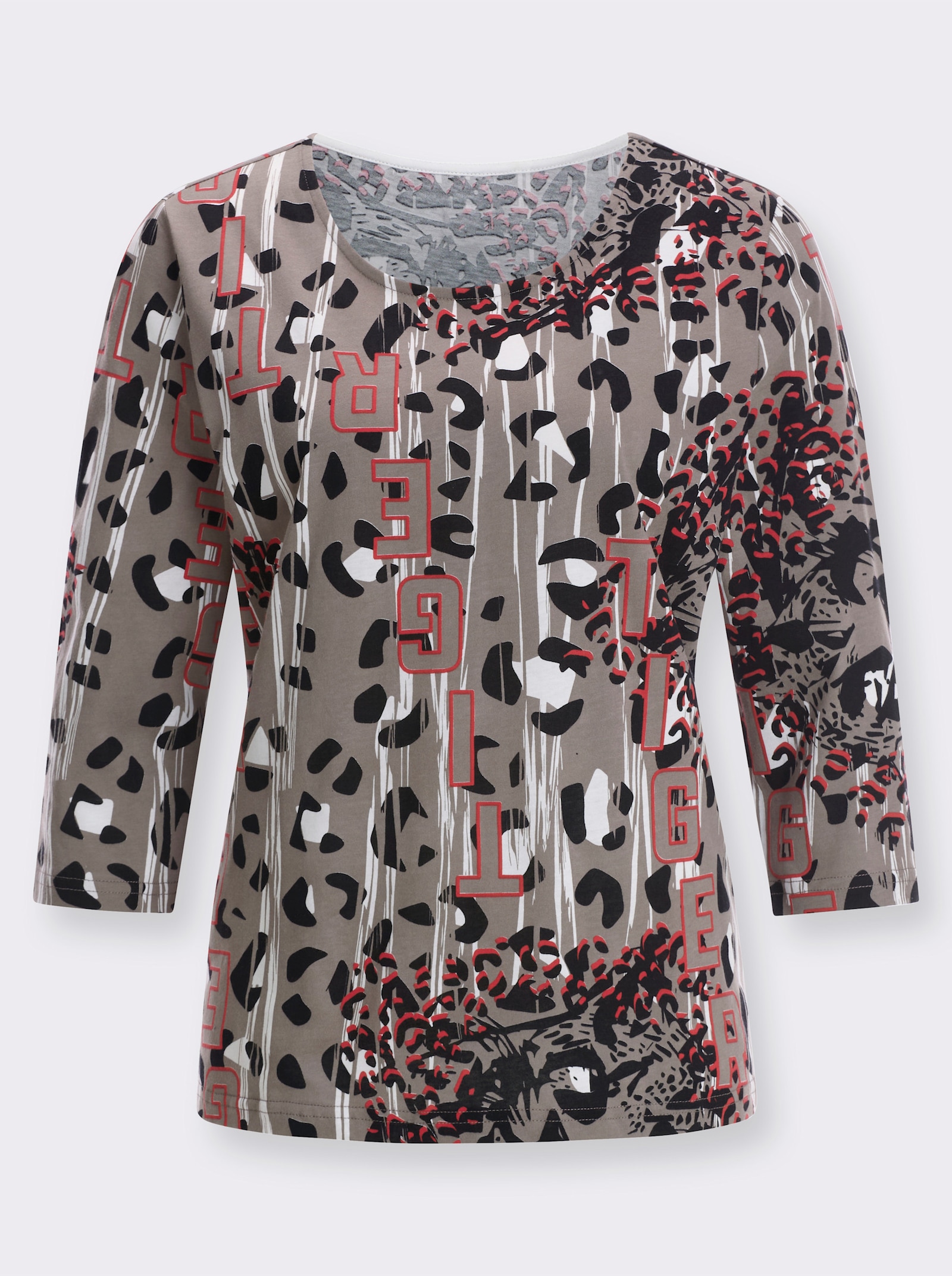 Tričko s okrúhlym výstrihom, mix vzorov - čierno-červená potlač