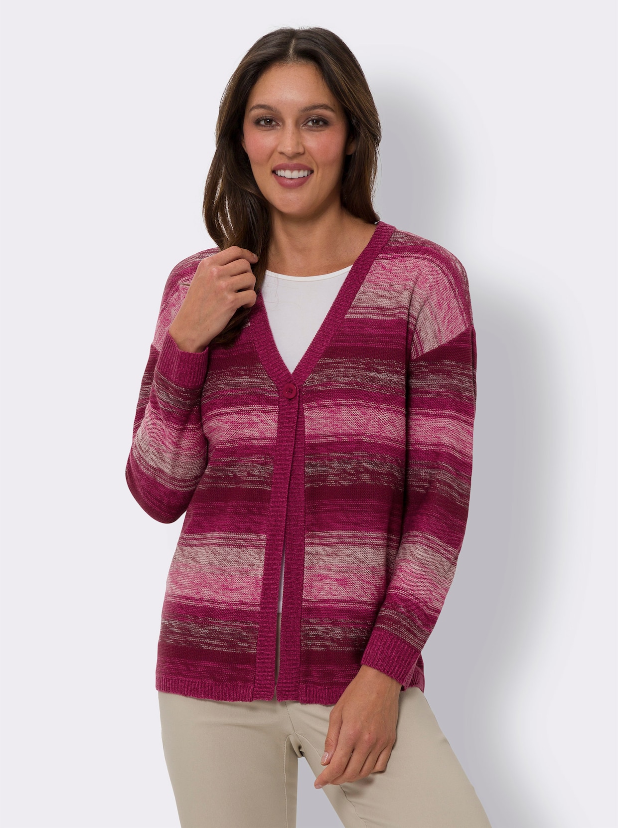 Cardigan - bordeaux-fuchsia-mönstrad