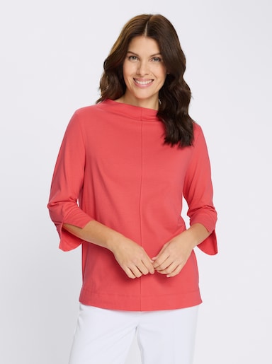 3/4-Arm-Shirt mit Biesen im Vorderteil - koralle