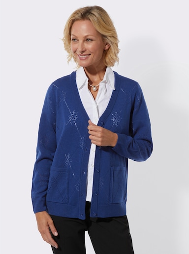 Ajourstrickjacke - royalblau