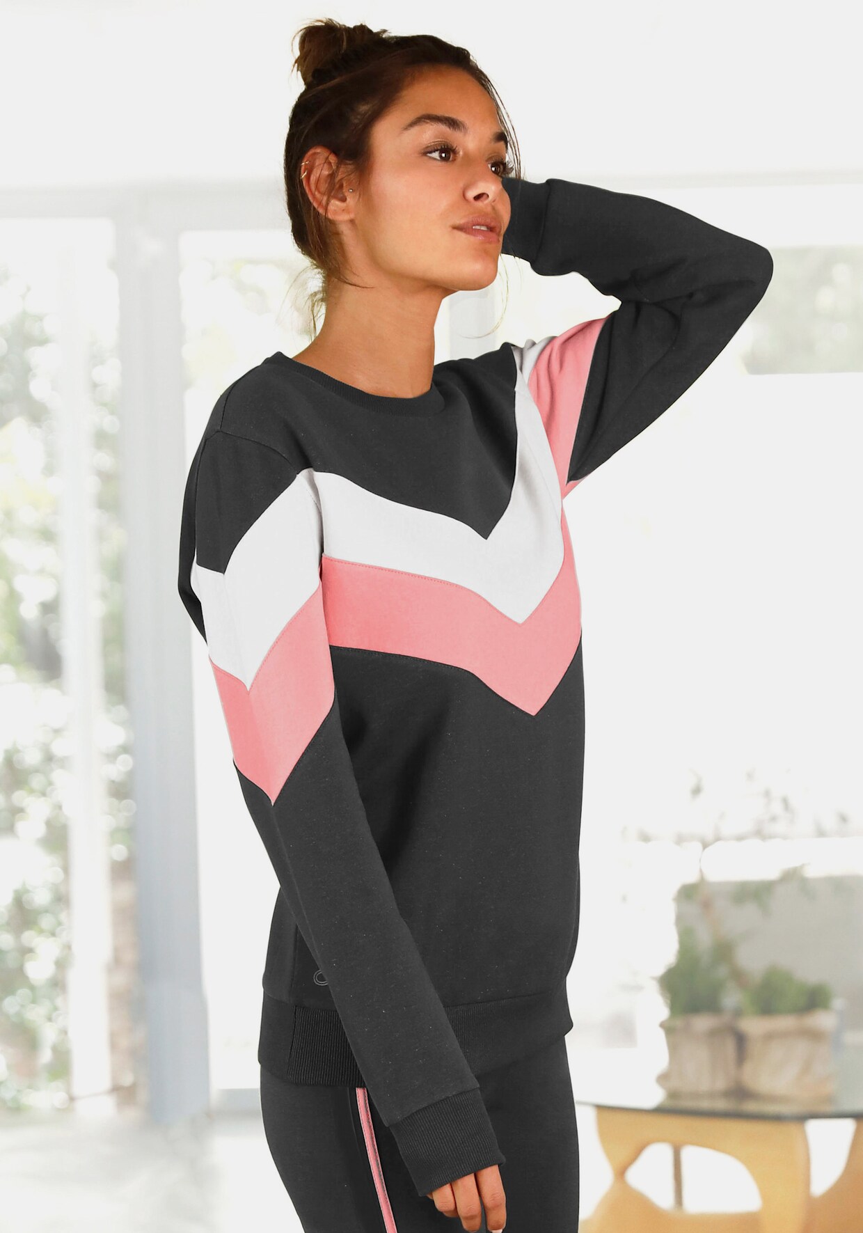 H.I.S Sweatshirt - antraciet/roze/wit