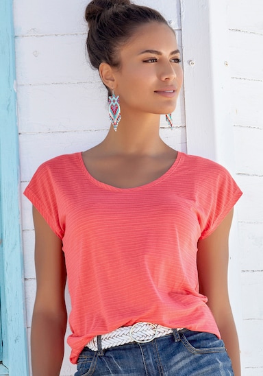 Beachtime T-shirt - corail, crème