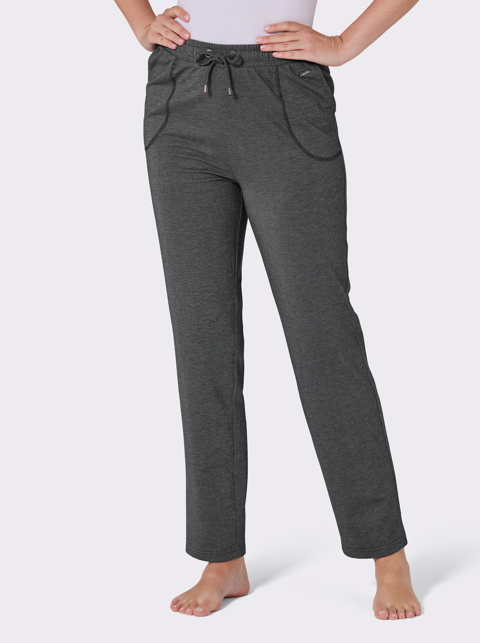 feel good Dehnbund-Hose in Jeans-Optik - schwarz-meliert