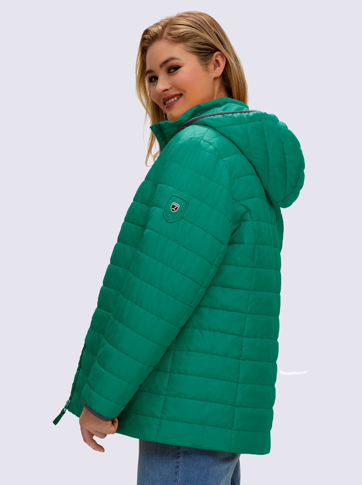 Steppjacke mit kontrastfarbenen Akzenten - grün