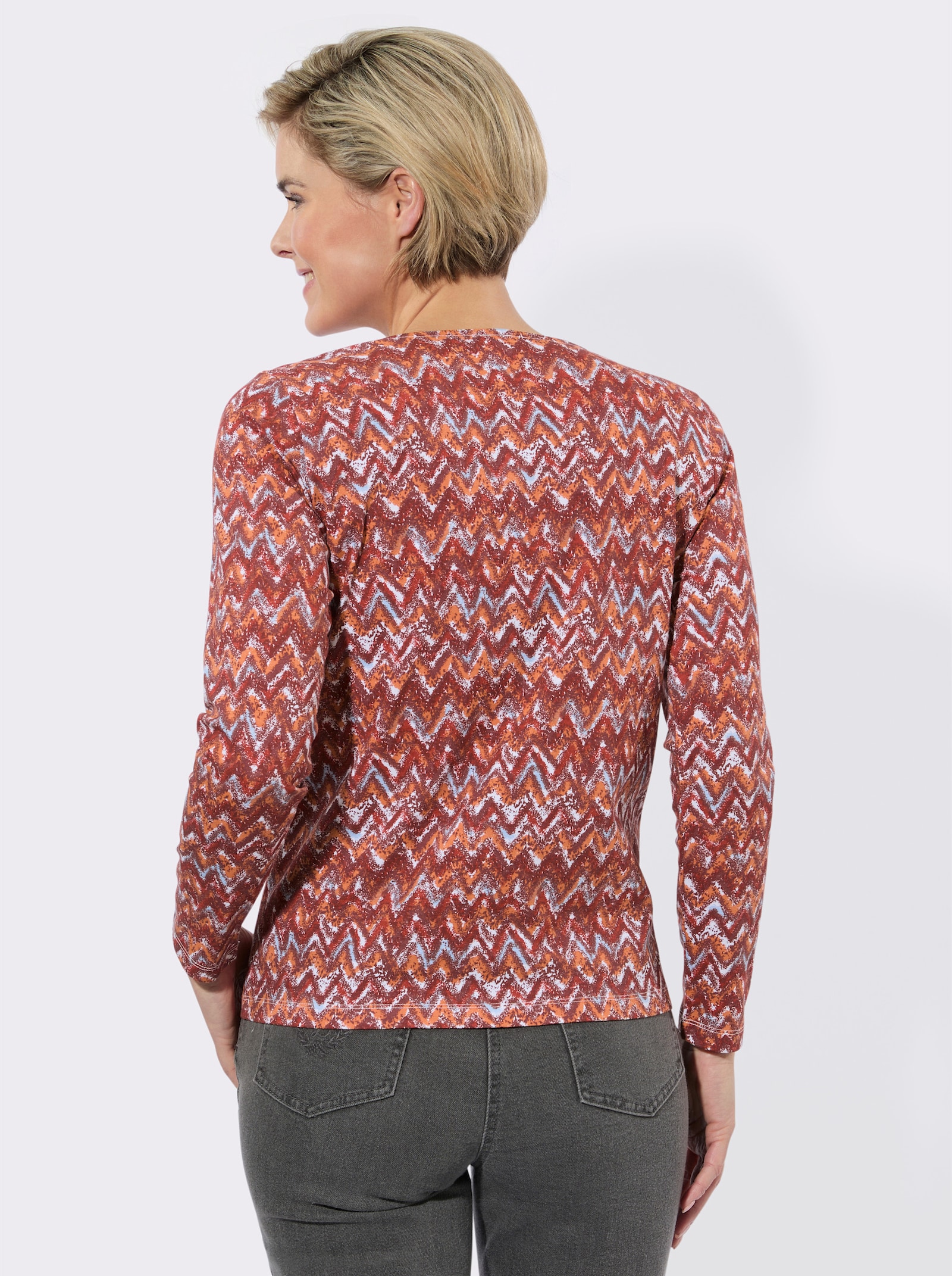 Shirt mit Grafik-Muster - rotbraun-papaya-bedruckt