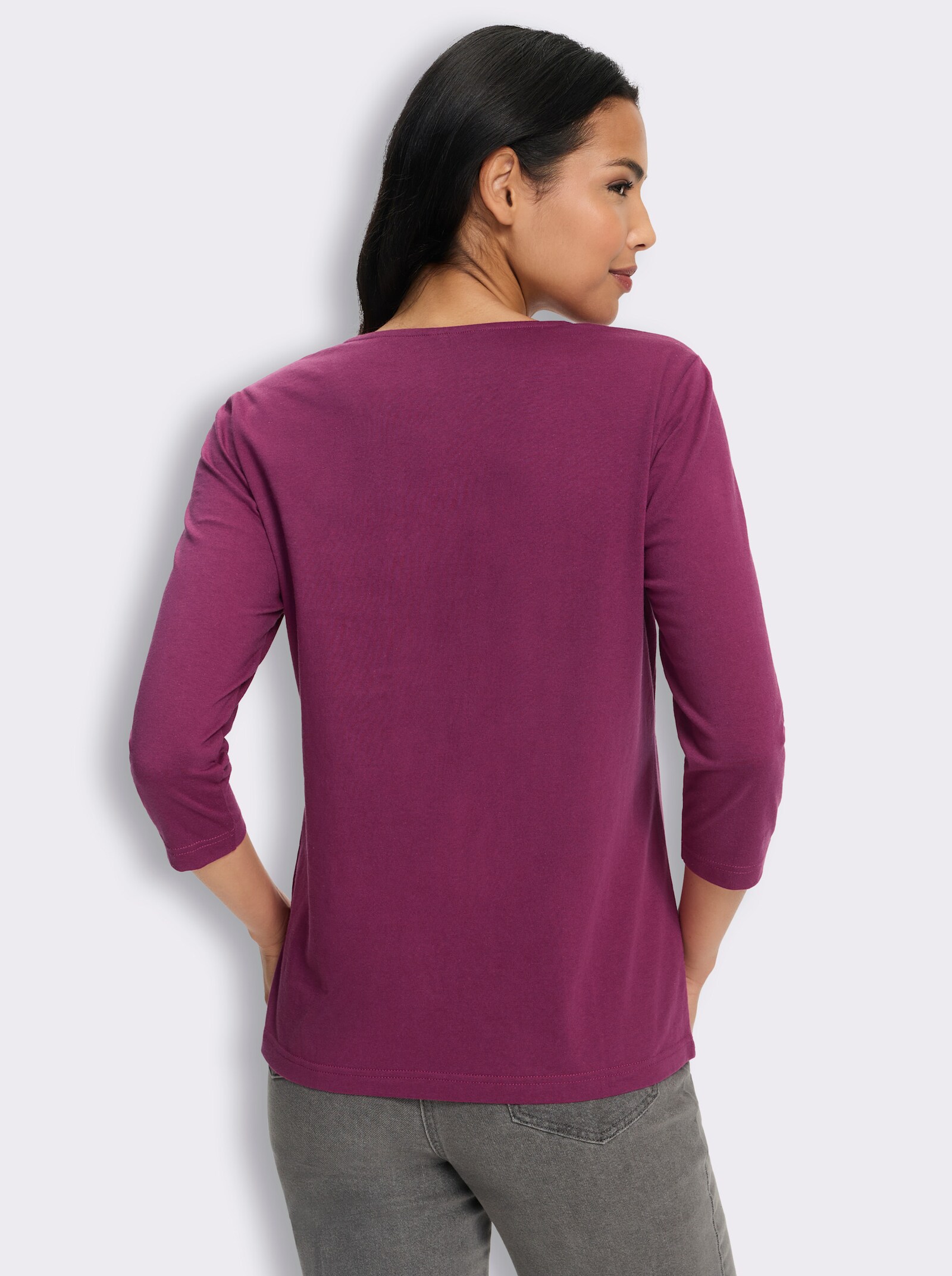 3/4-Arm-Shirt mit Patchwork-Muster - malve-traube