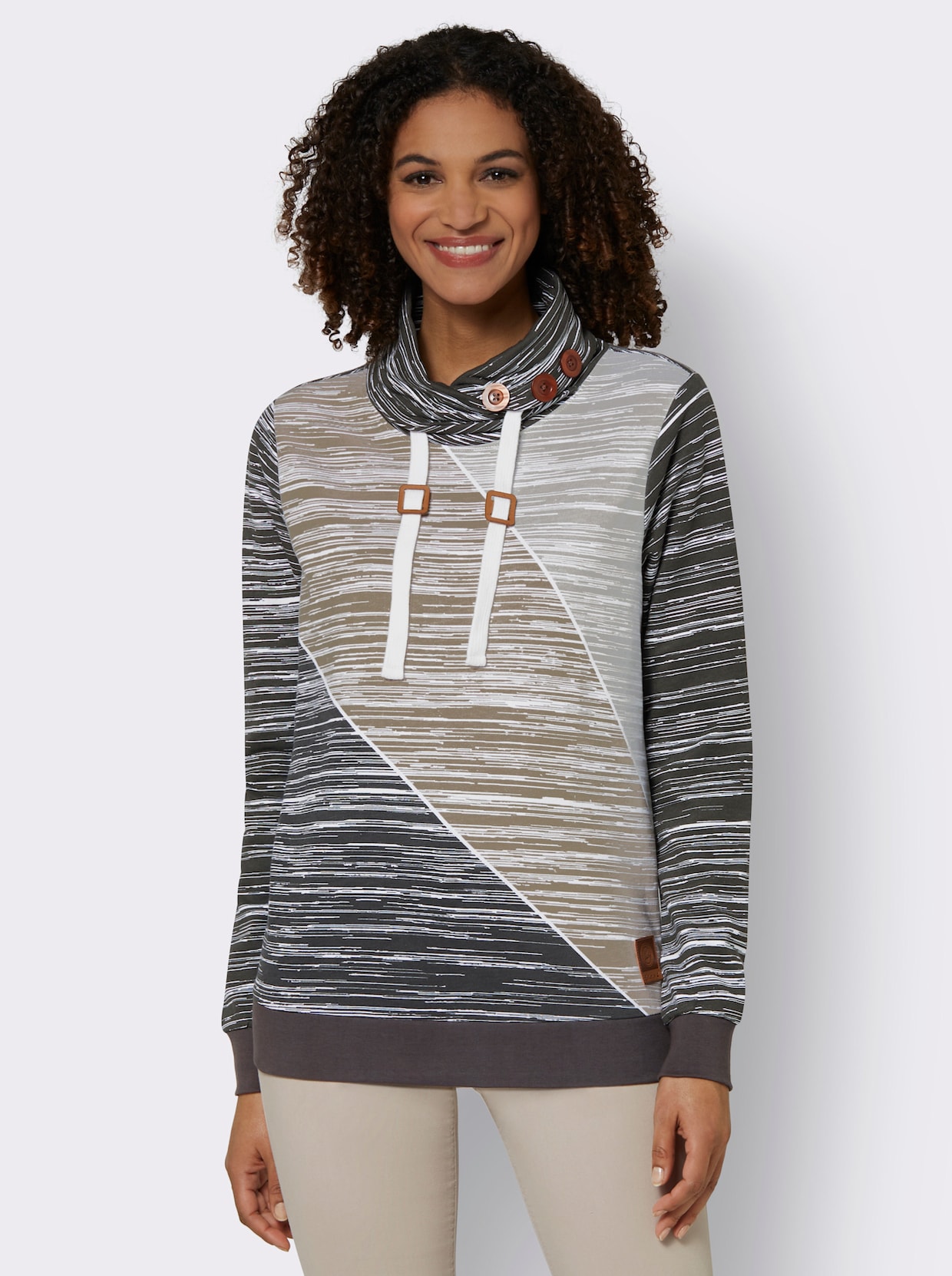 Sweatshirt - graphit-ecru-bedruckt