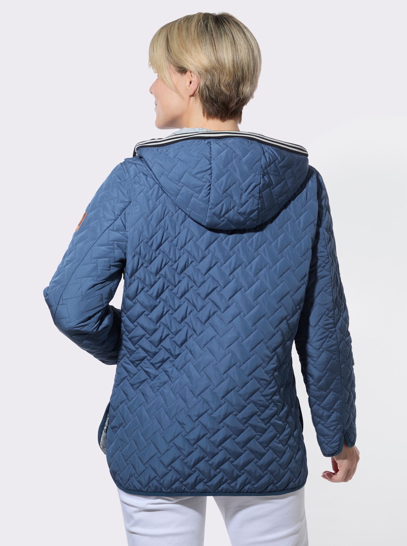 Steppjacke mit Kapuze - jeansblau