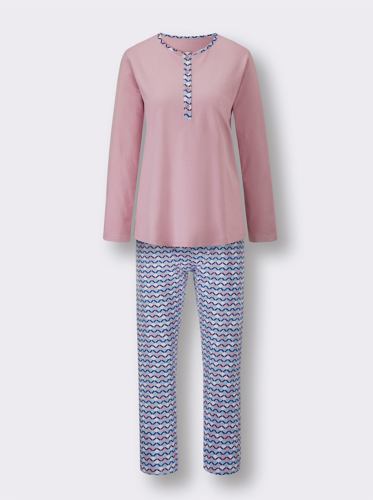 Comtessa Schlafanzug - rosé-bleu-bedruckt