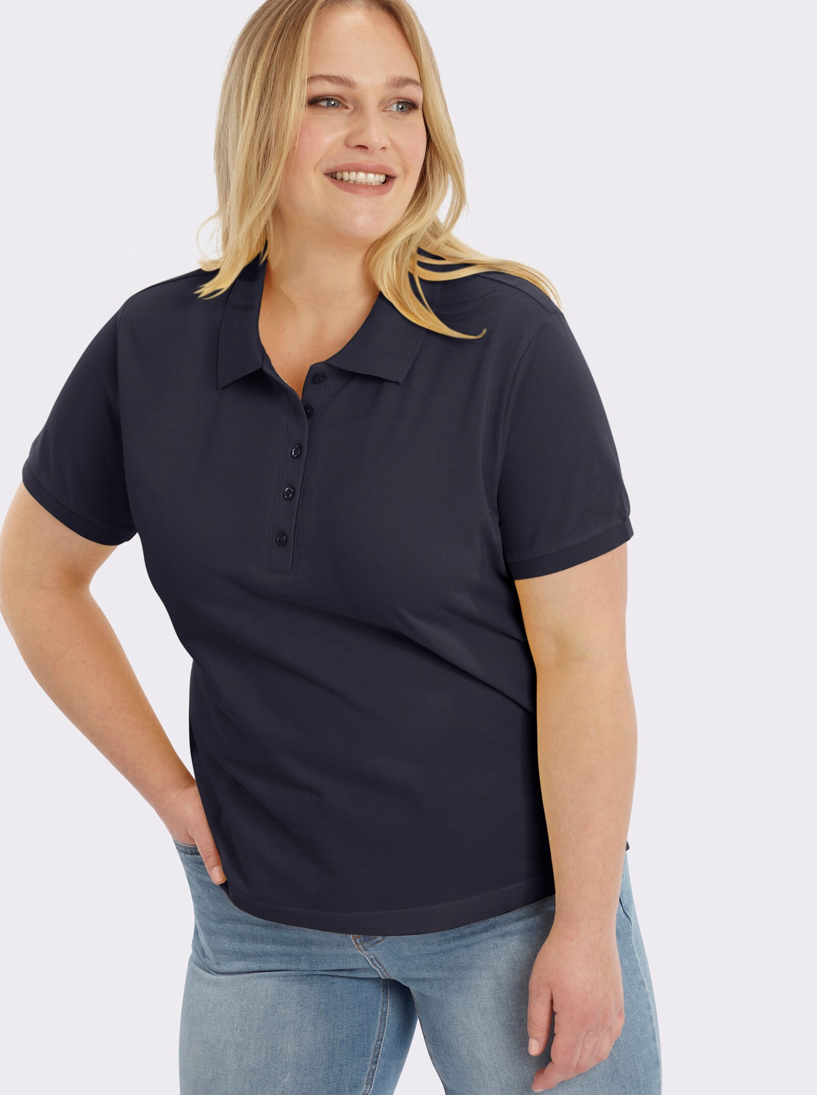 Poloshirt mit Seitenschlitzen - marine