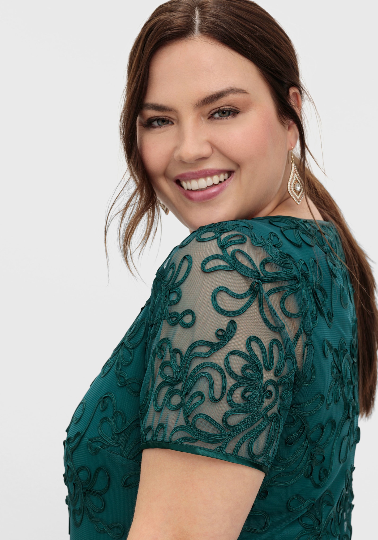 sheego Cocktailkleid mit Zierborten - petrol