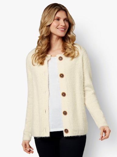 Strickjacke aus Flauschgarn - champagner