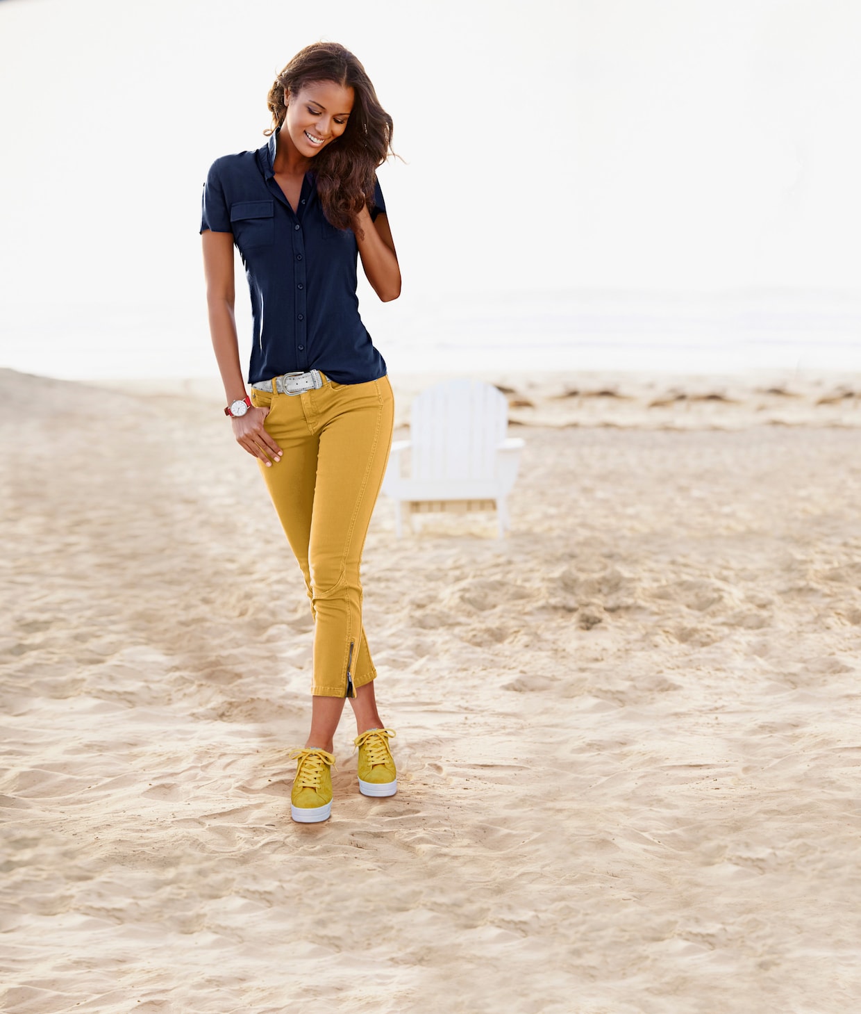 heine Pantalon effet ventre plat - jaune moutarde