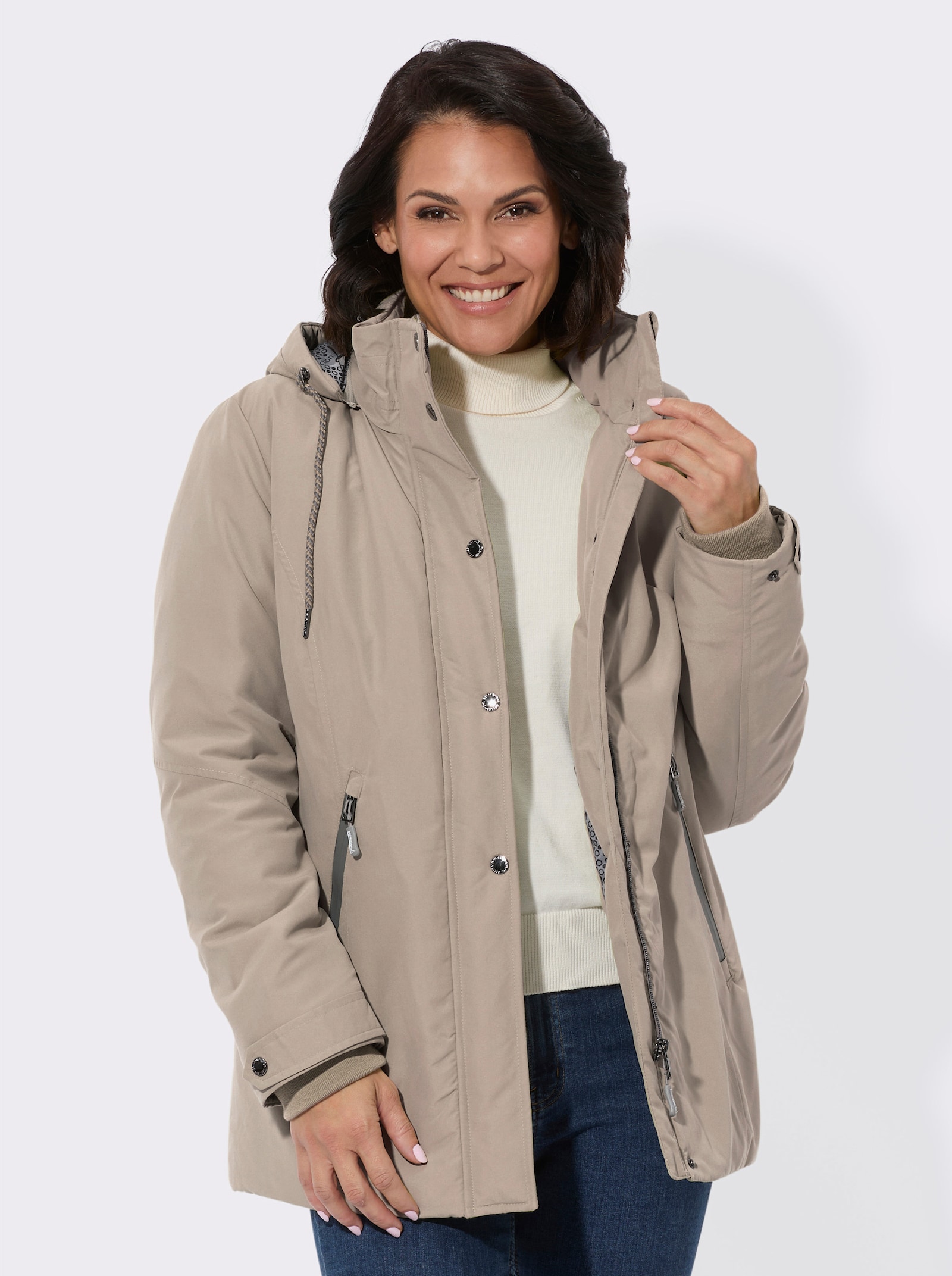 Jacke mit weitenregulierbaren Ärmeln - sesam