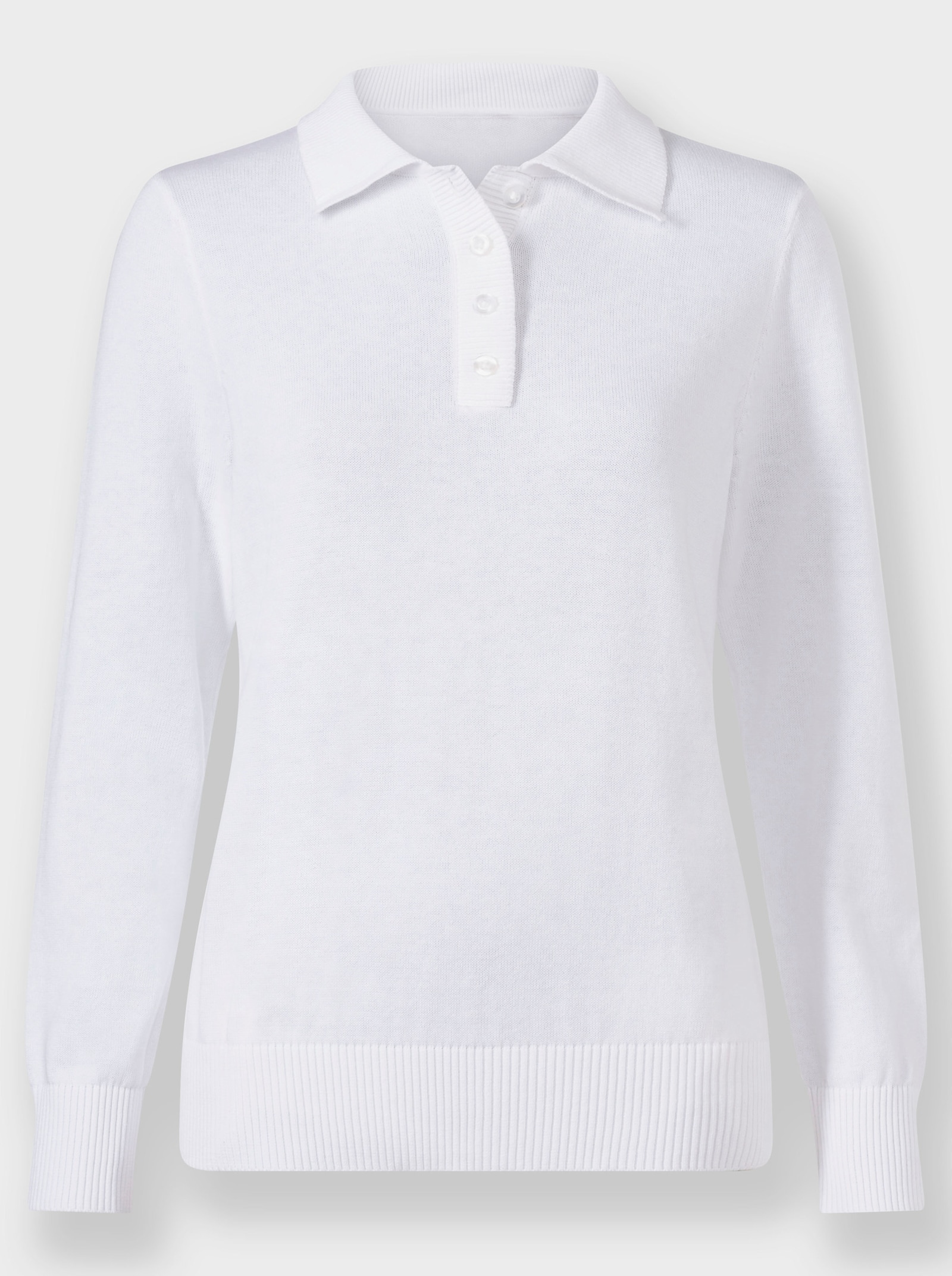 Polopullover mit kurzer Knopfleiste - ecru