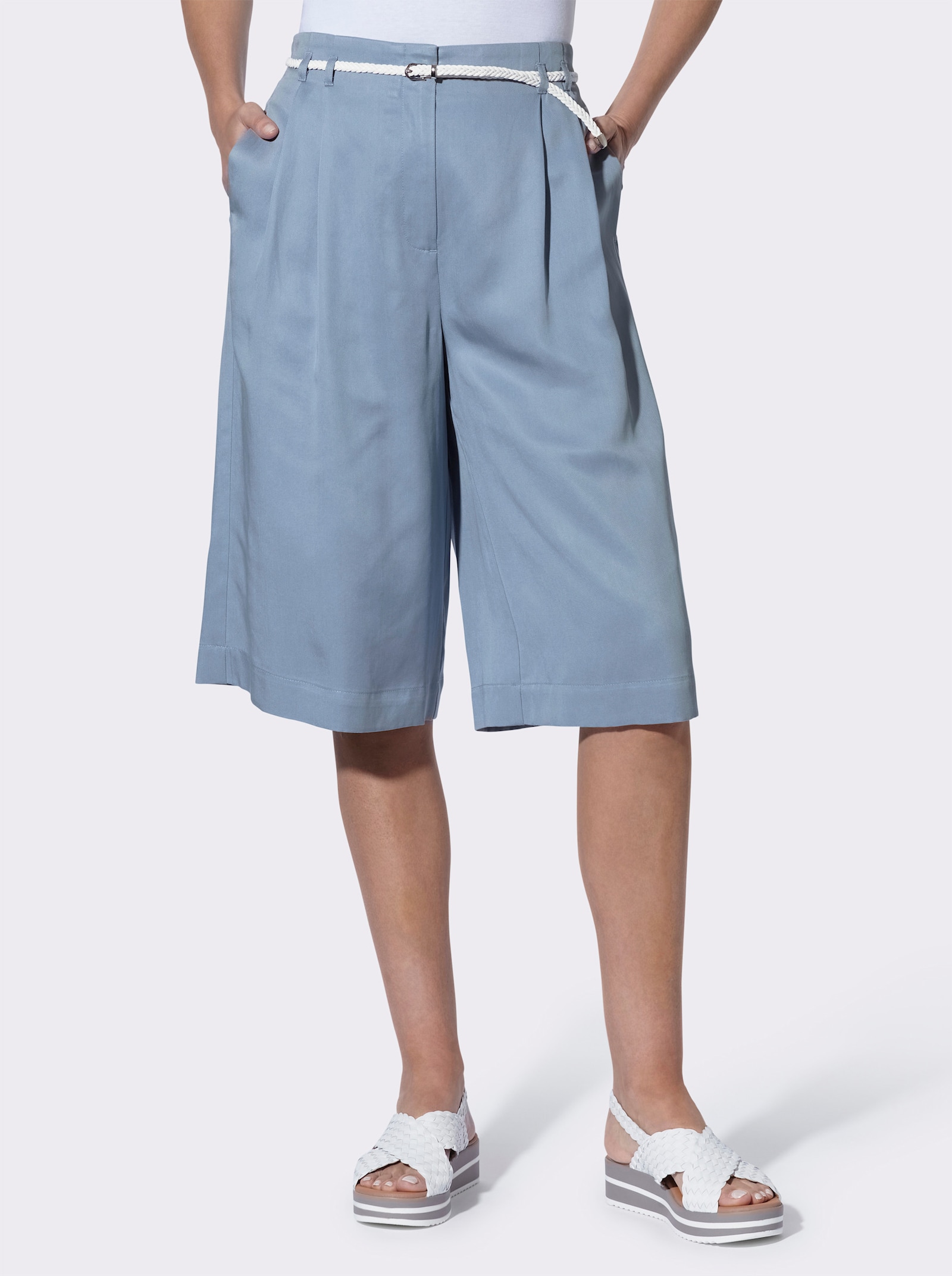 heine Bermudas inklusive Flechtgürtel - bleu