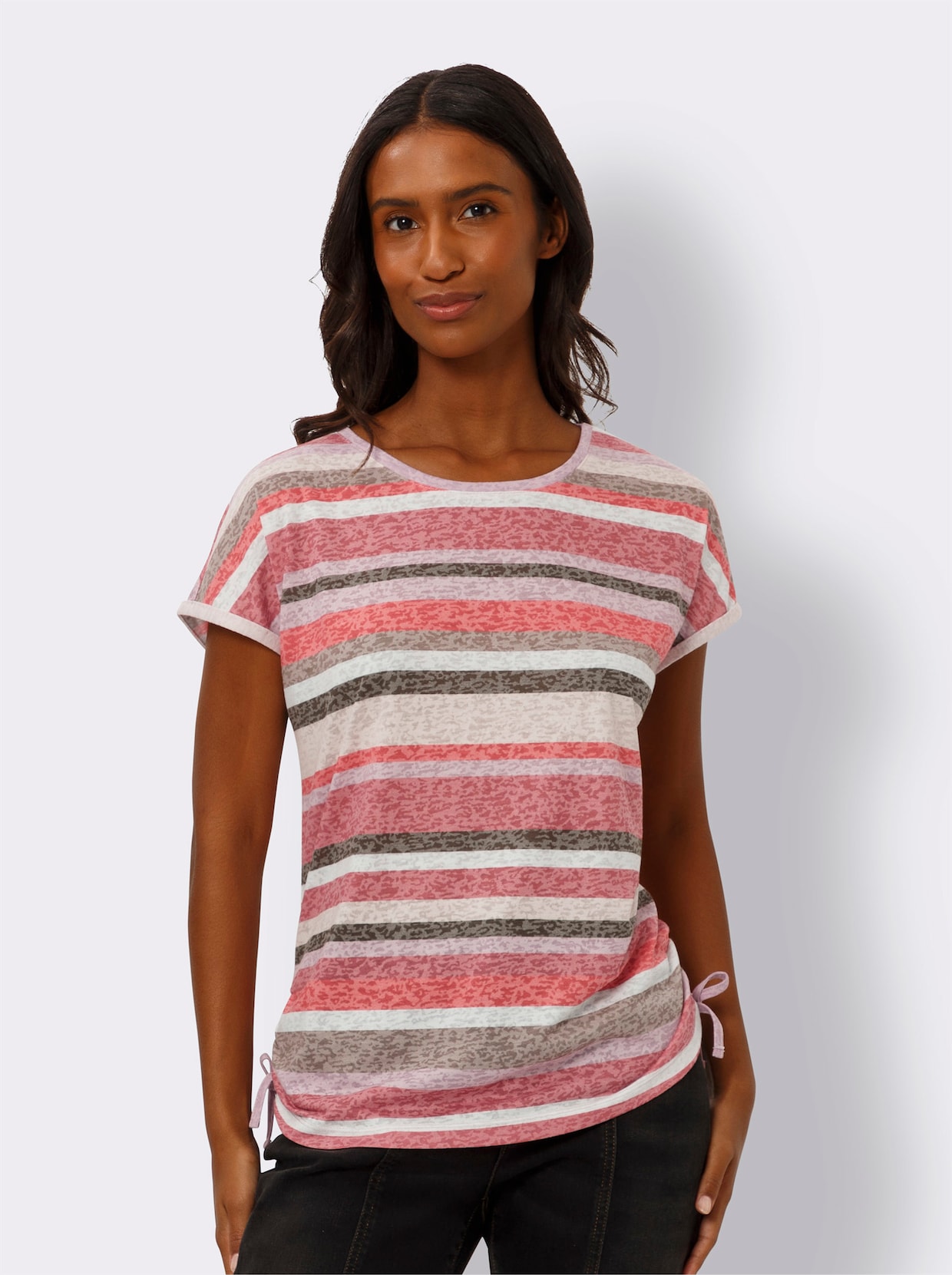 heine T-shirt à rayures - rose-écru à rayures