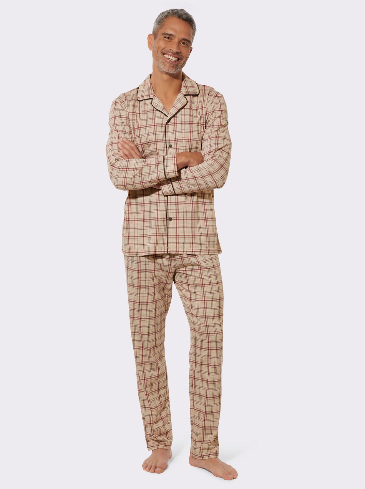 Pyjama - beige-kariert