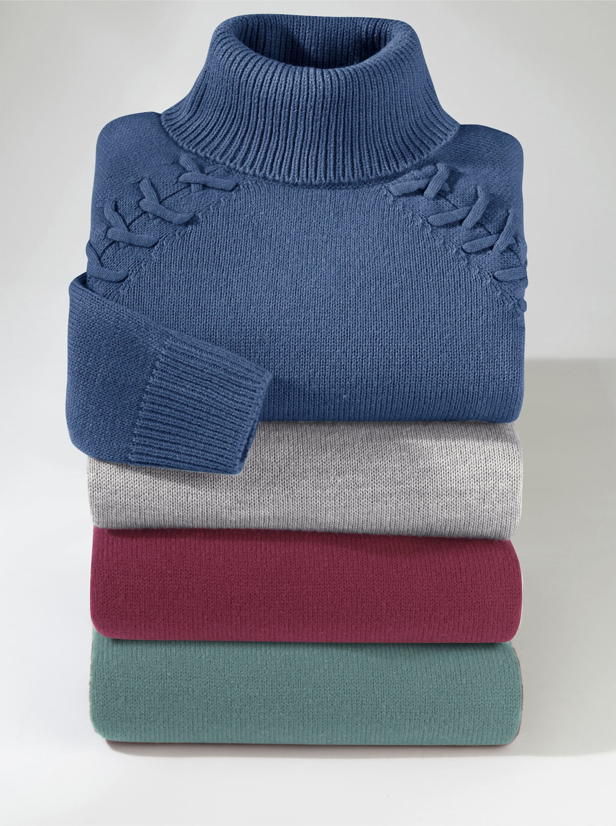 Rollkragenpullover - jeansblau