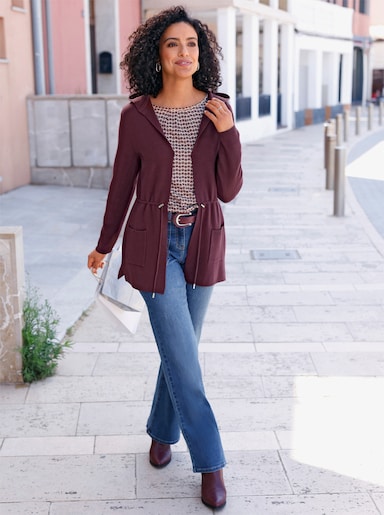 Kapuzenstrickjacke - burgund