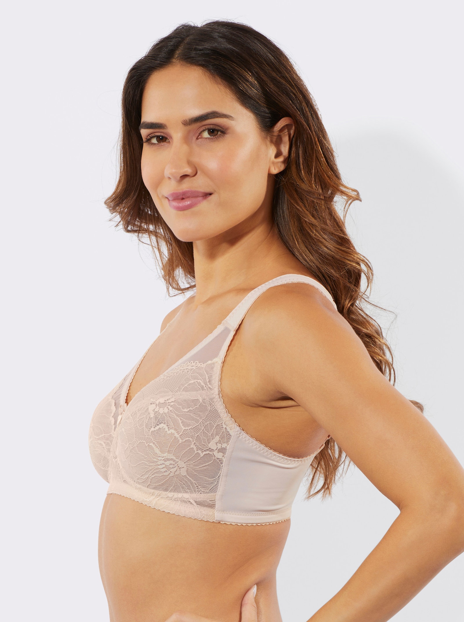 Odlehčovací podprsenka bez kostic s meshovou vsadkou - slonová kost