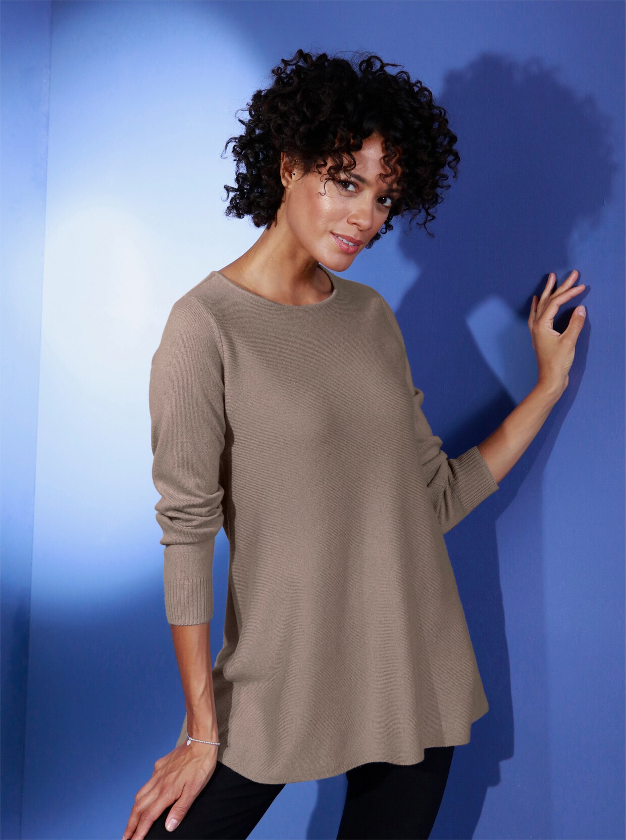 Creation L Premium Merino-Kaschmir-Pullover - taupe