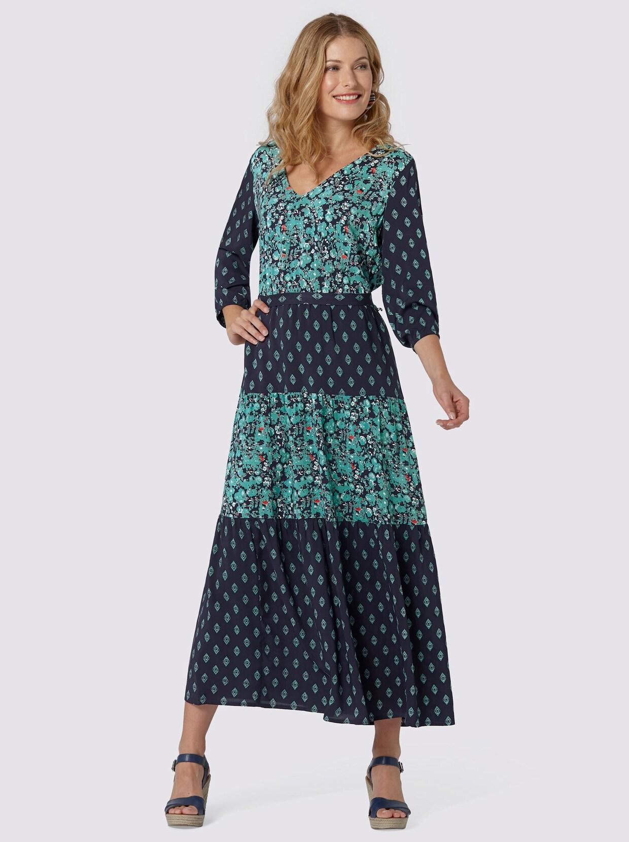 Druckkleid - marine-mint-bedruckt