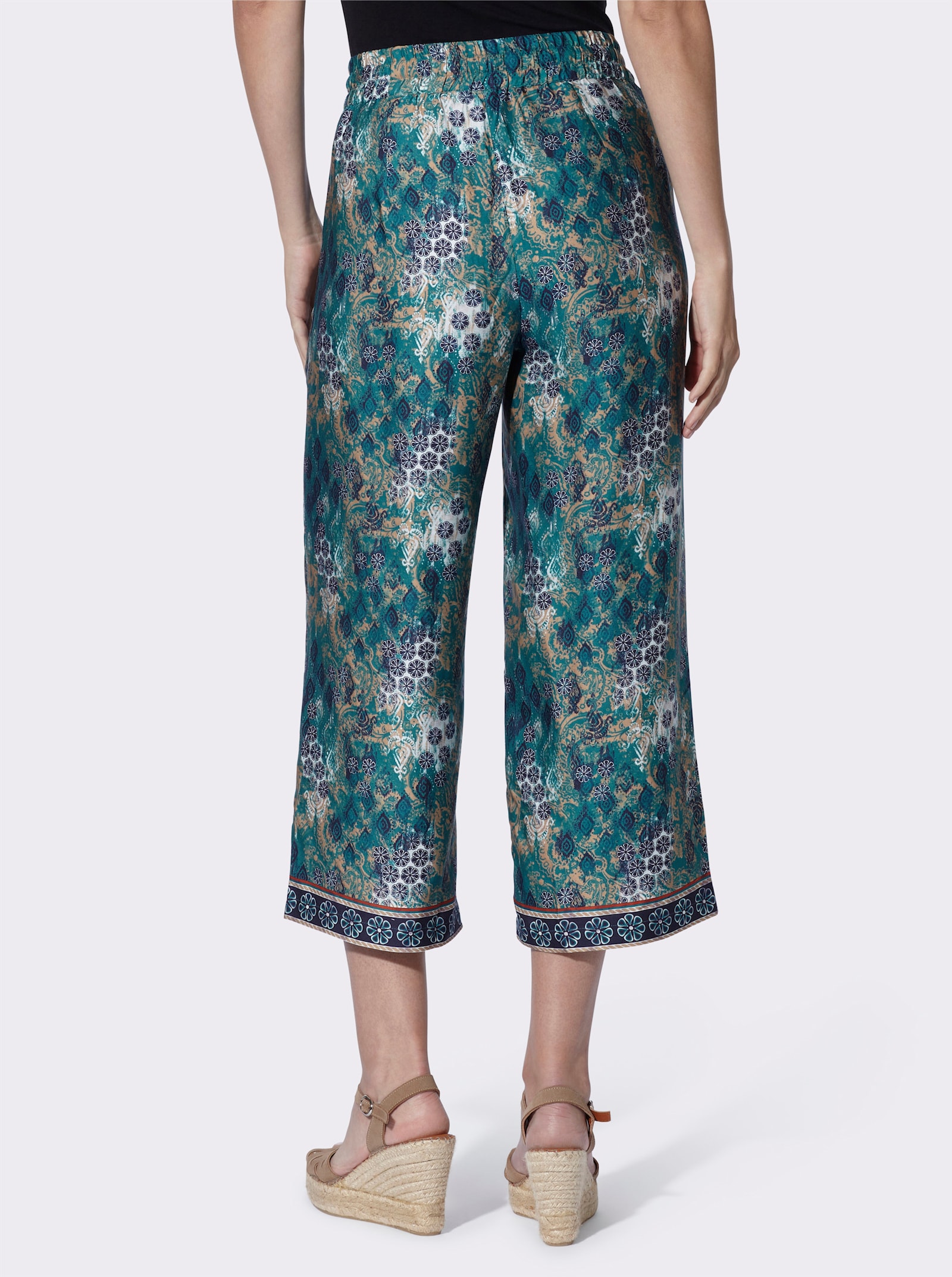 heine Culotte mit Floral-Print - aquapetrol-champagner-bedruckt