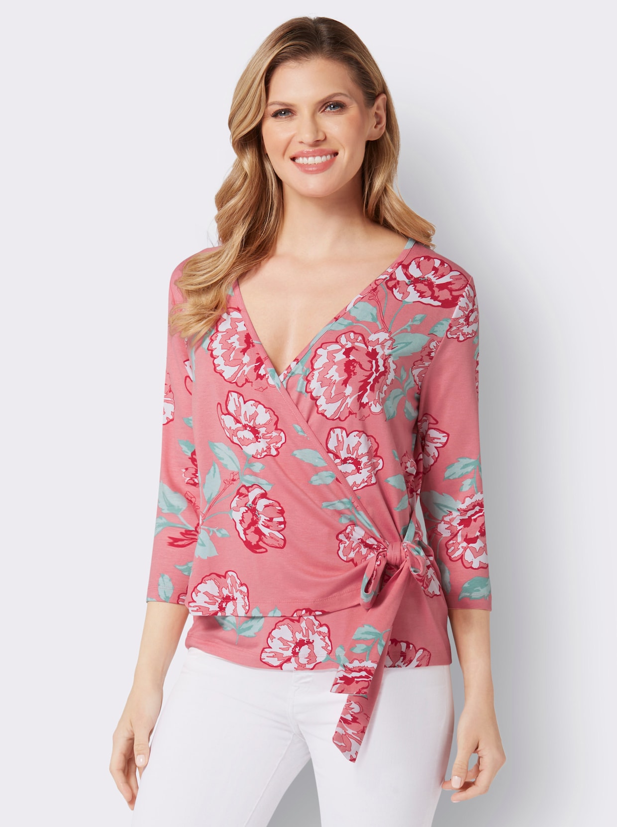 Wickelshirt - flamingo-mint-bedruckt