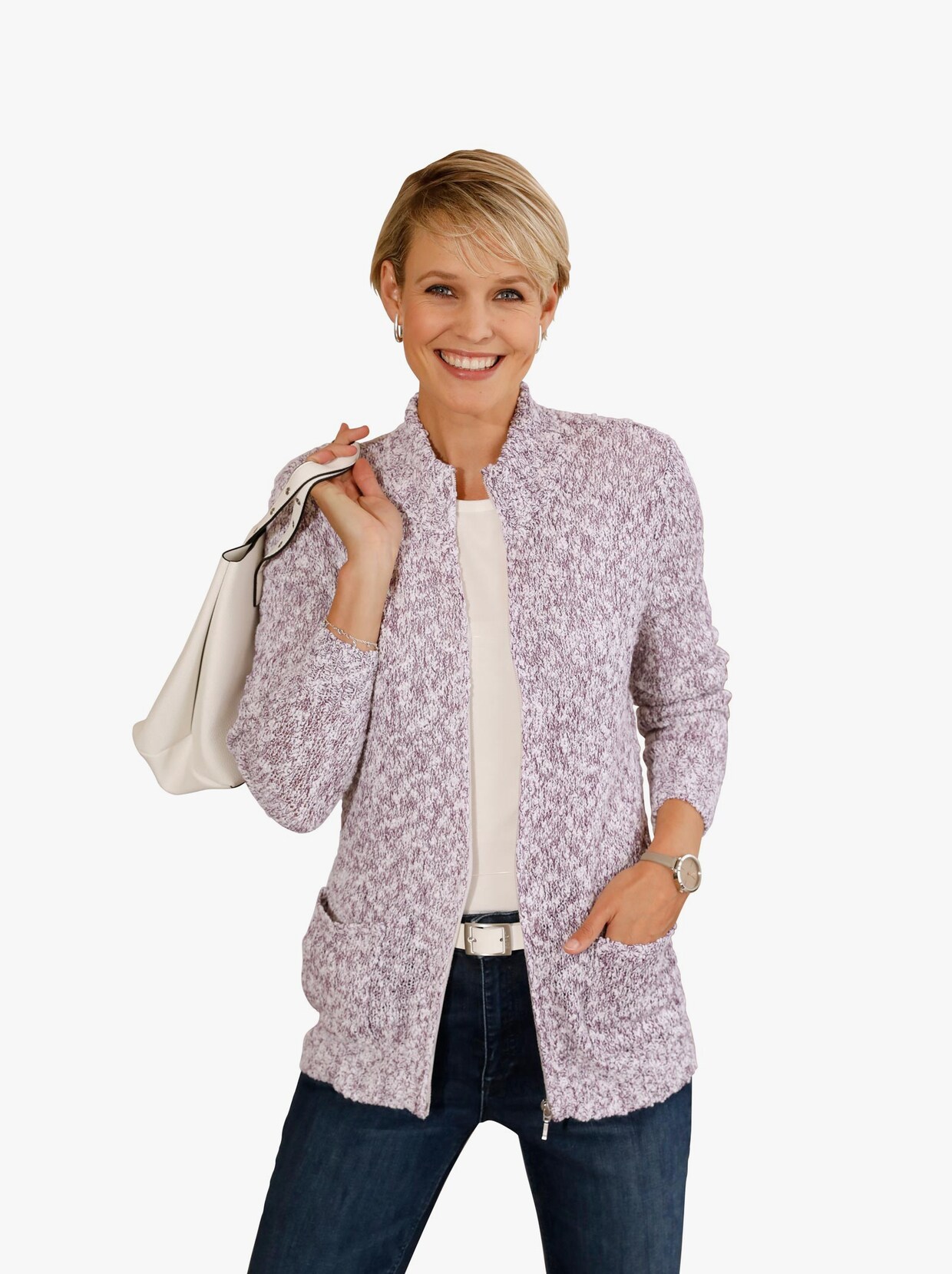 Strickjacke - flieder-meliert