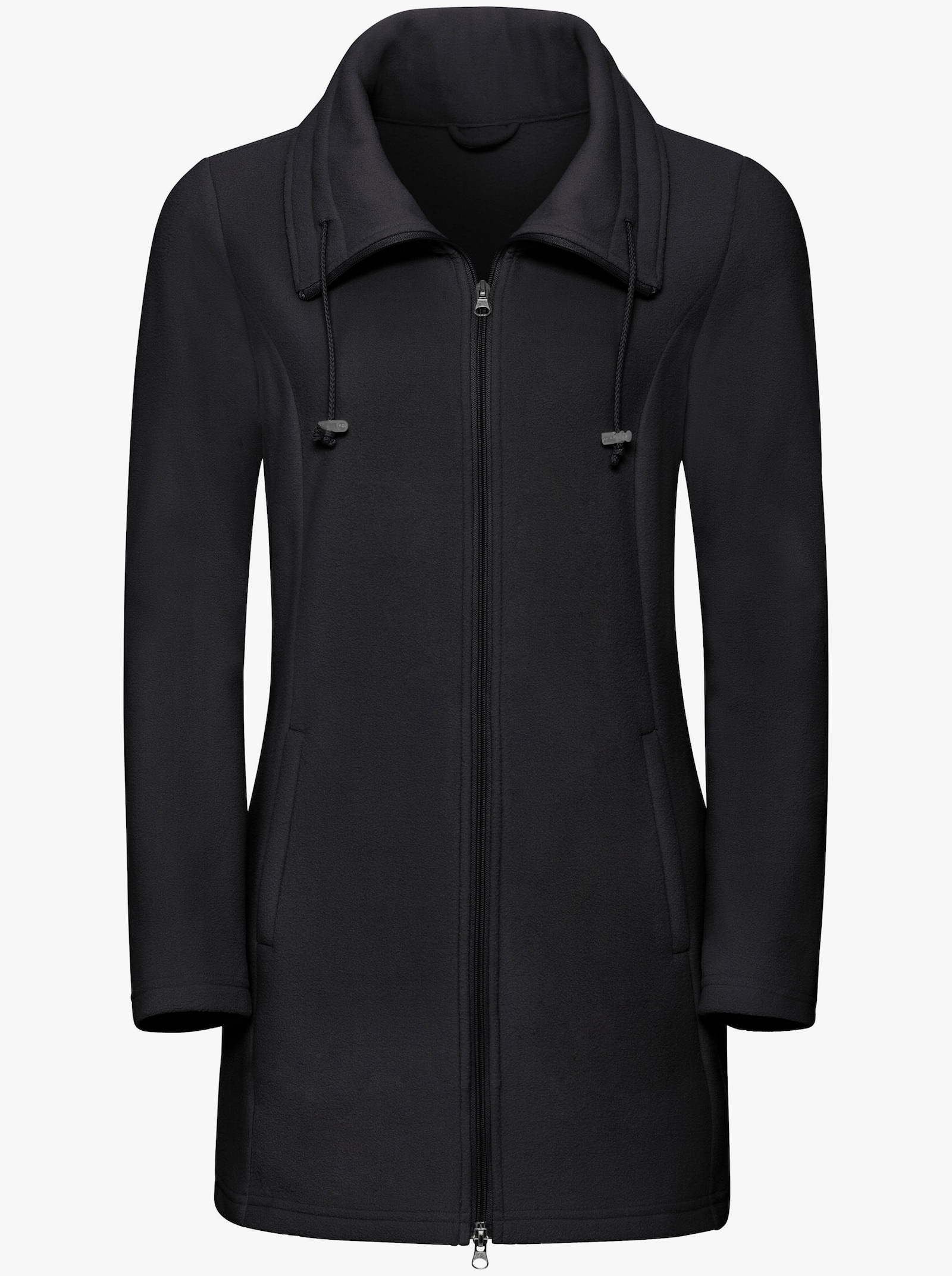 Fleecejacke mit 2-Wege-Reißverschluss - schwarz
