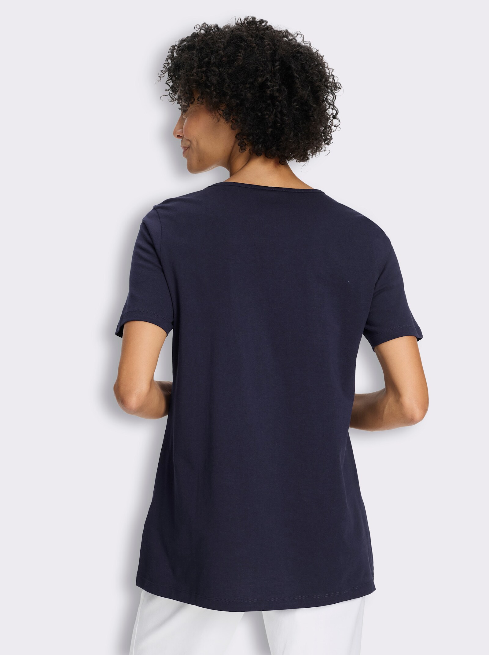 Longshirt mit kontrastfarbiger Brusttasche - marine