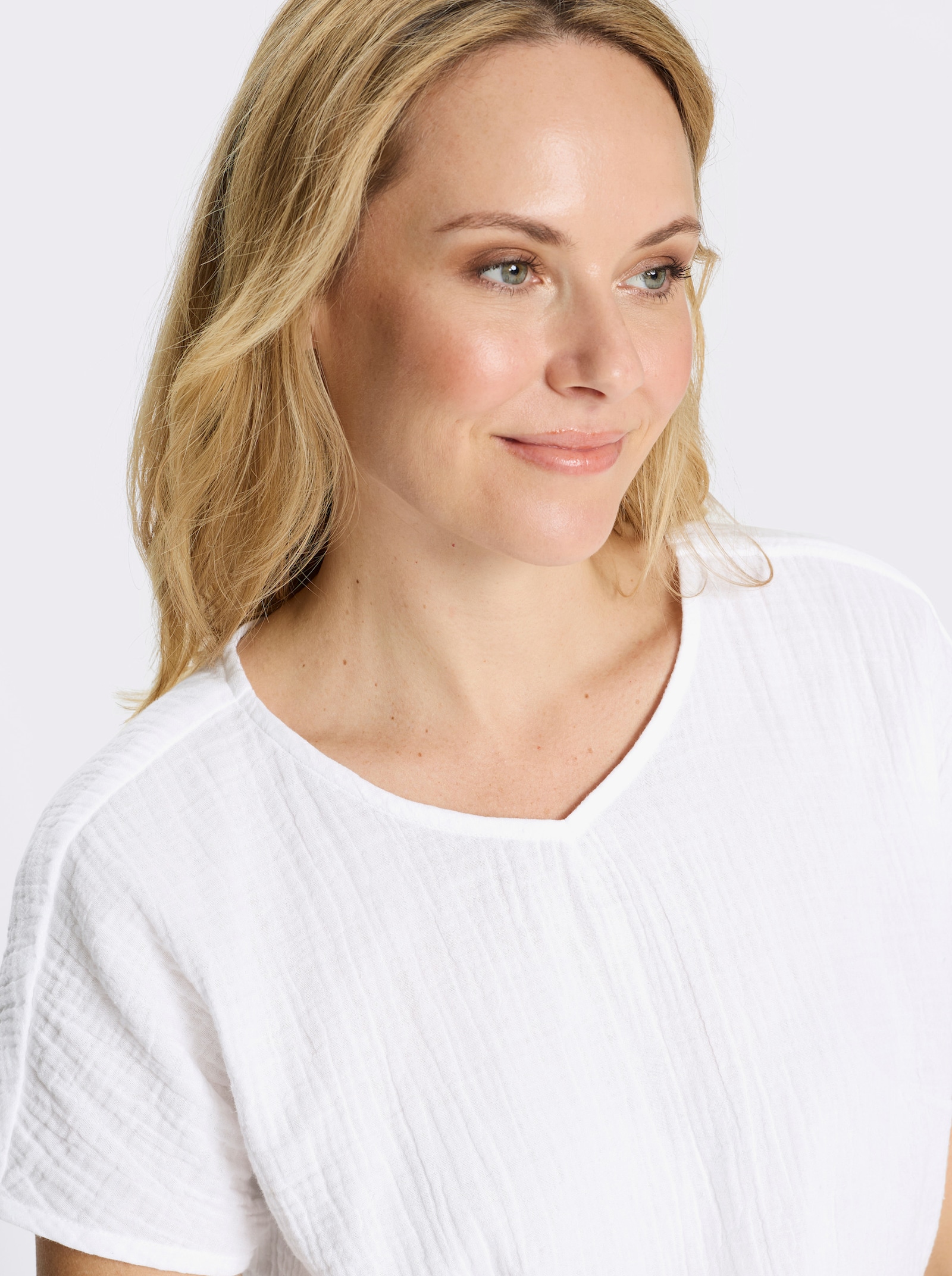 Schlupfbluse in Musselin-Qualität - weiß