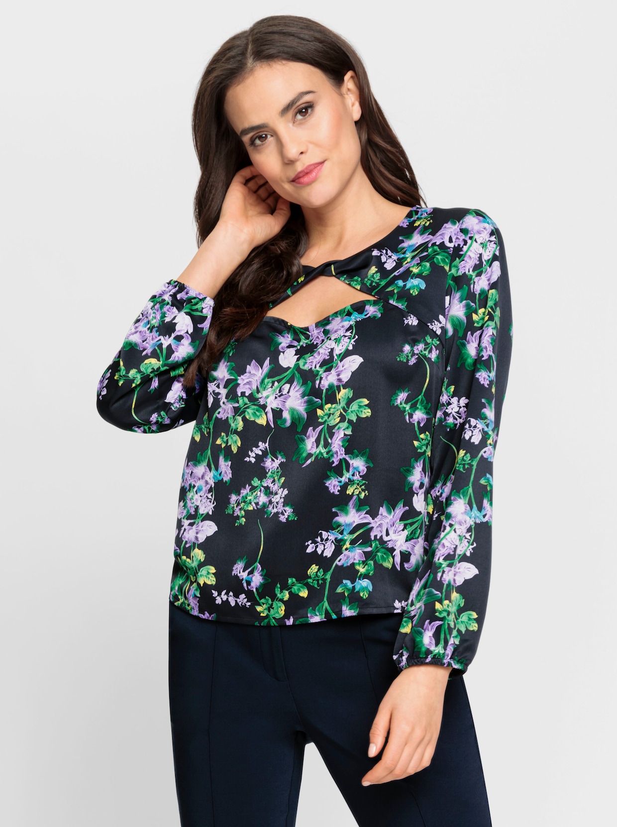 heine Blouse met print - zwart/lavendel bedrukt