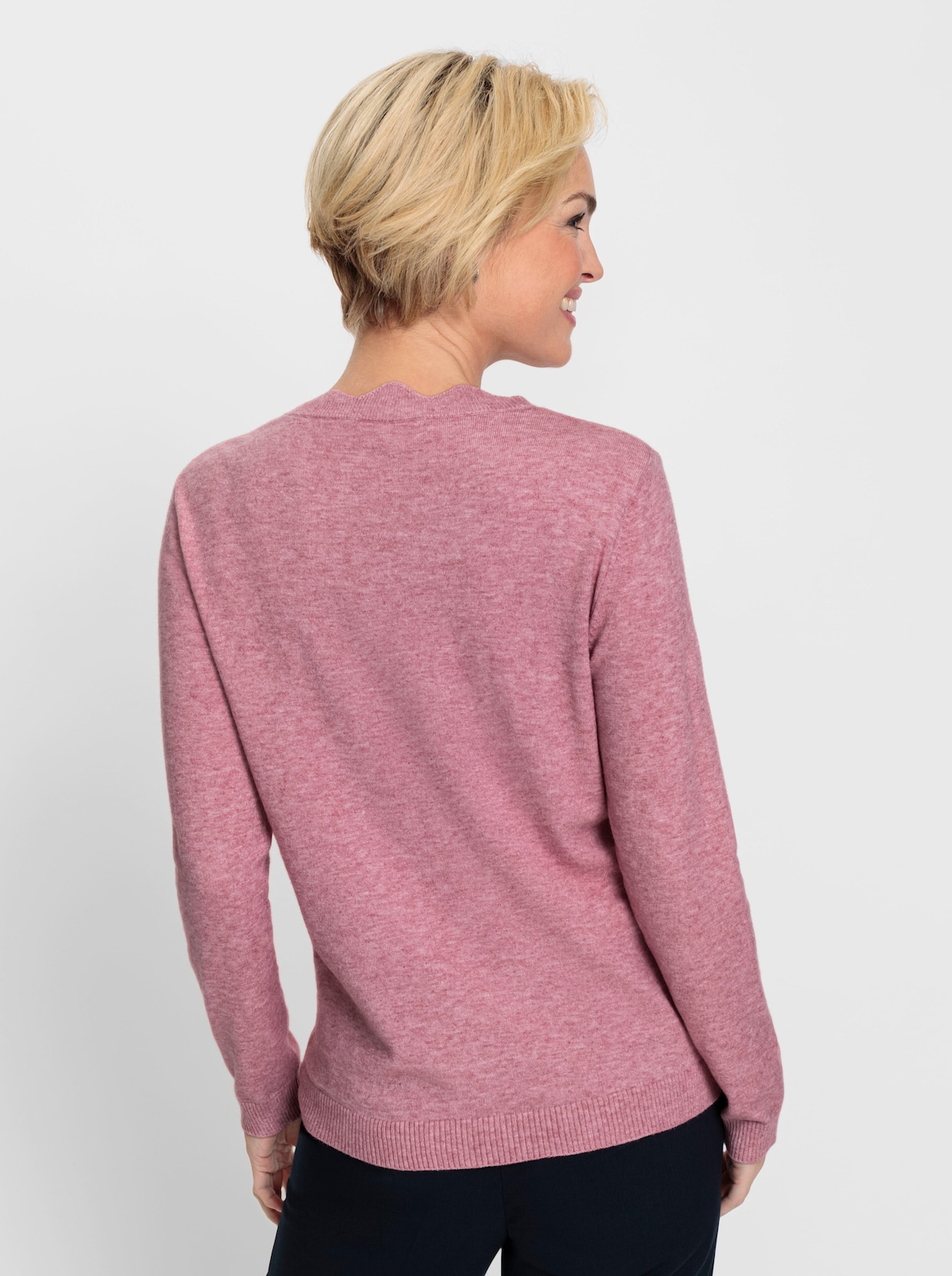 Pullover met lange mouwen - oudroze gemêleerd