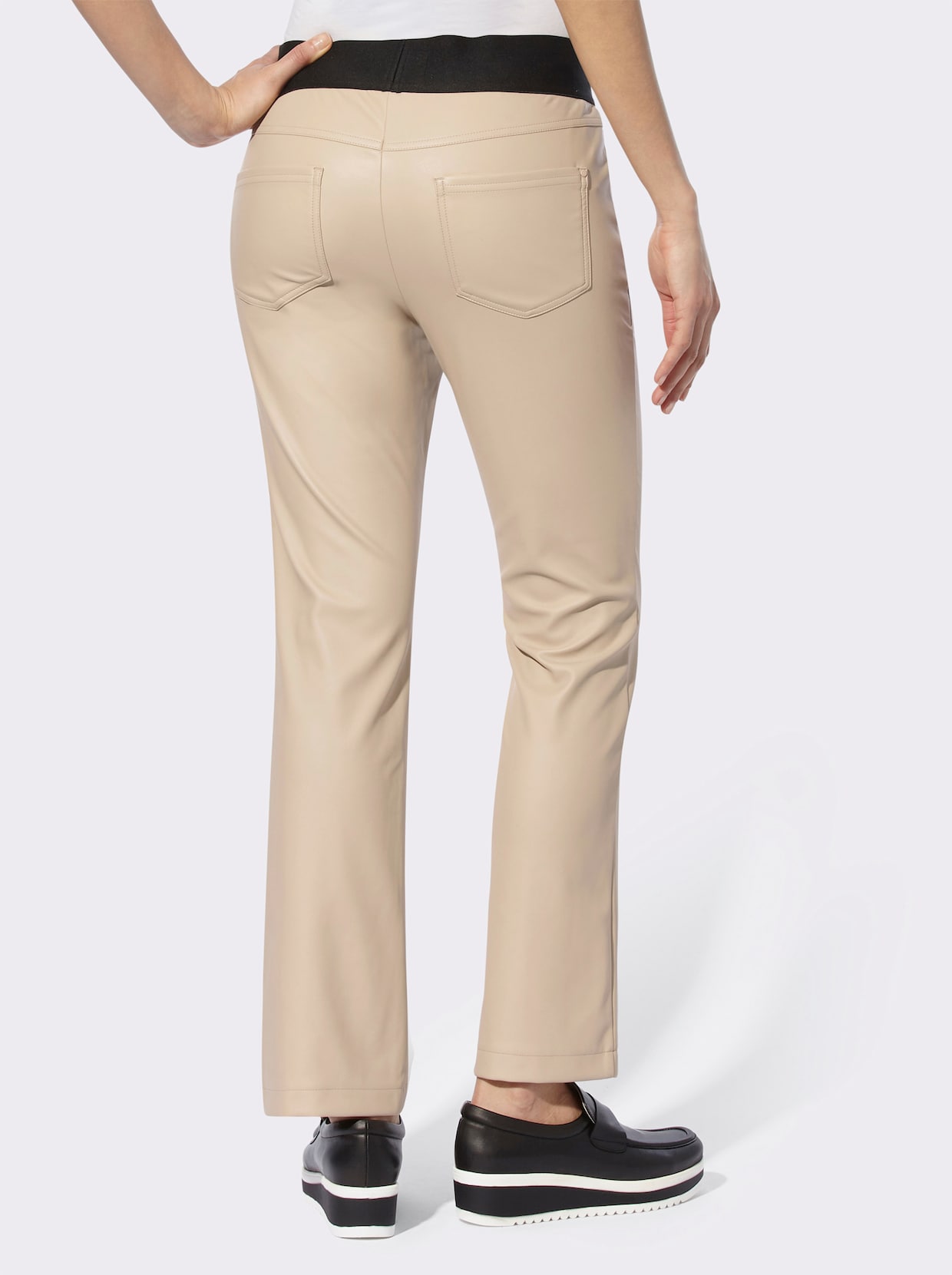 heine Broek van imitatieleer - beige