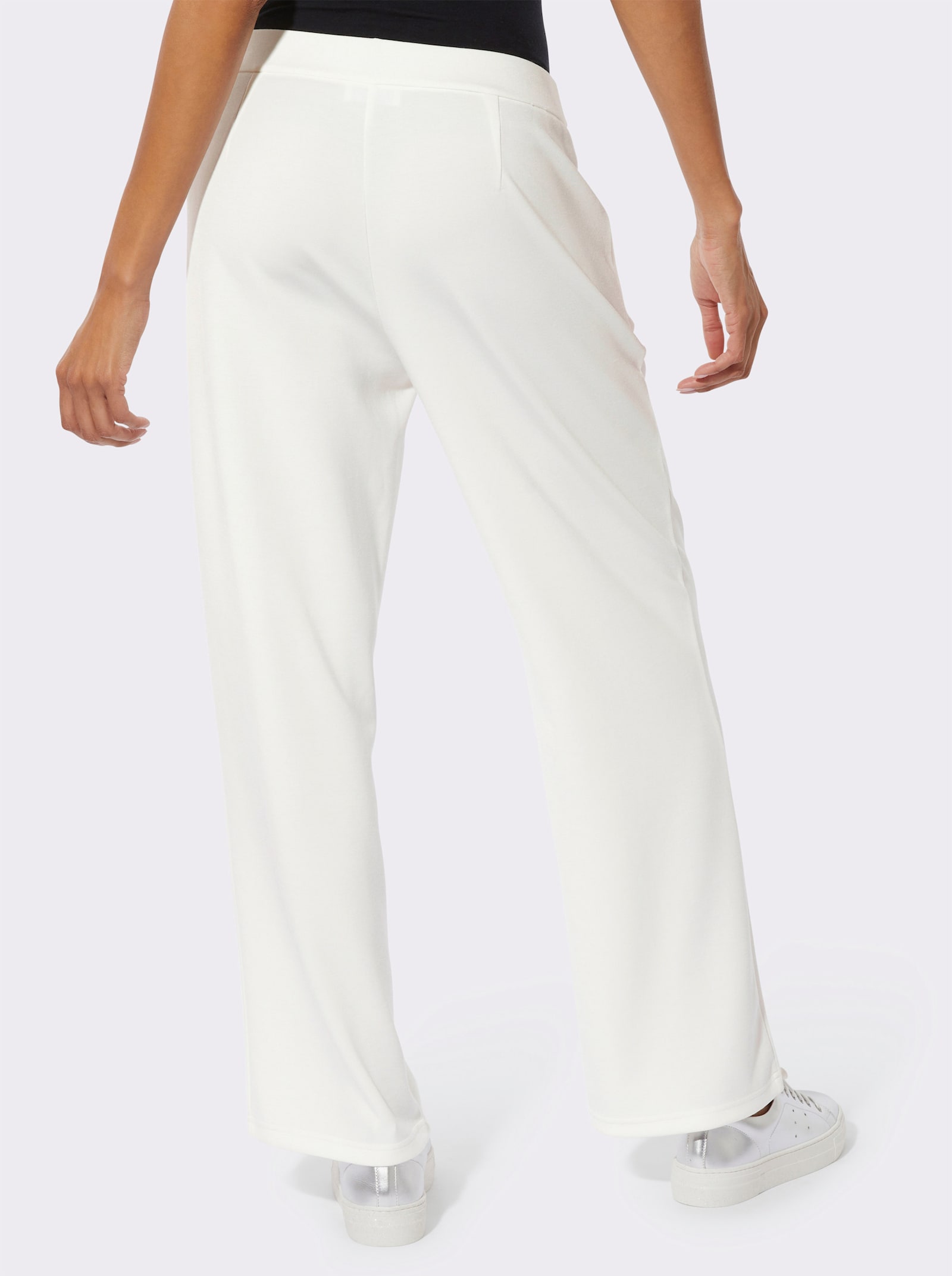 Jerseyhose mit Reißverschluss-Taschen - ecru-schwarz