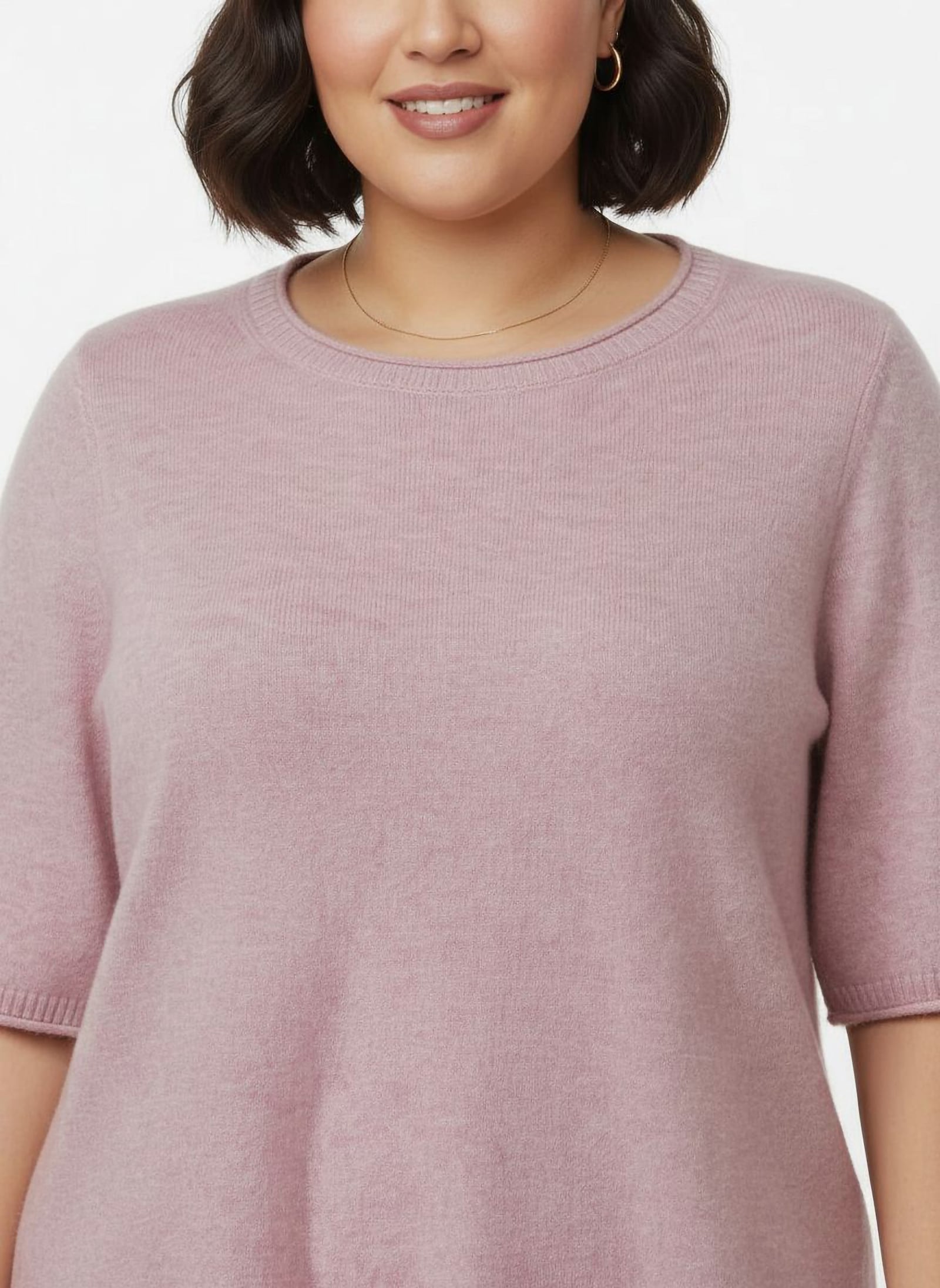 Feinstrickpullover mit Kaschmir - rosé-meliert