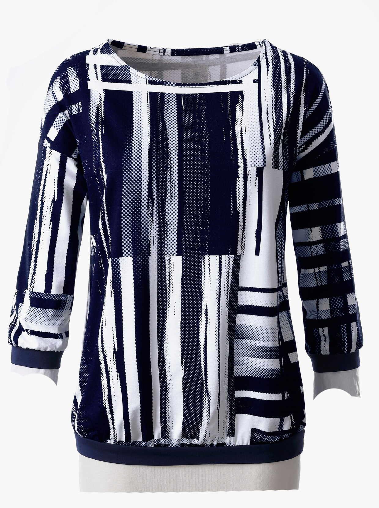 3/4-Arm-Shirt - marine-ecru-bedruckt