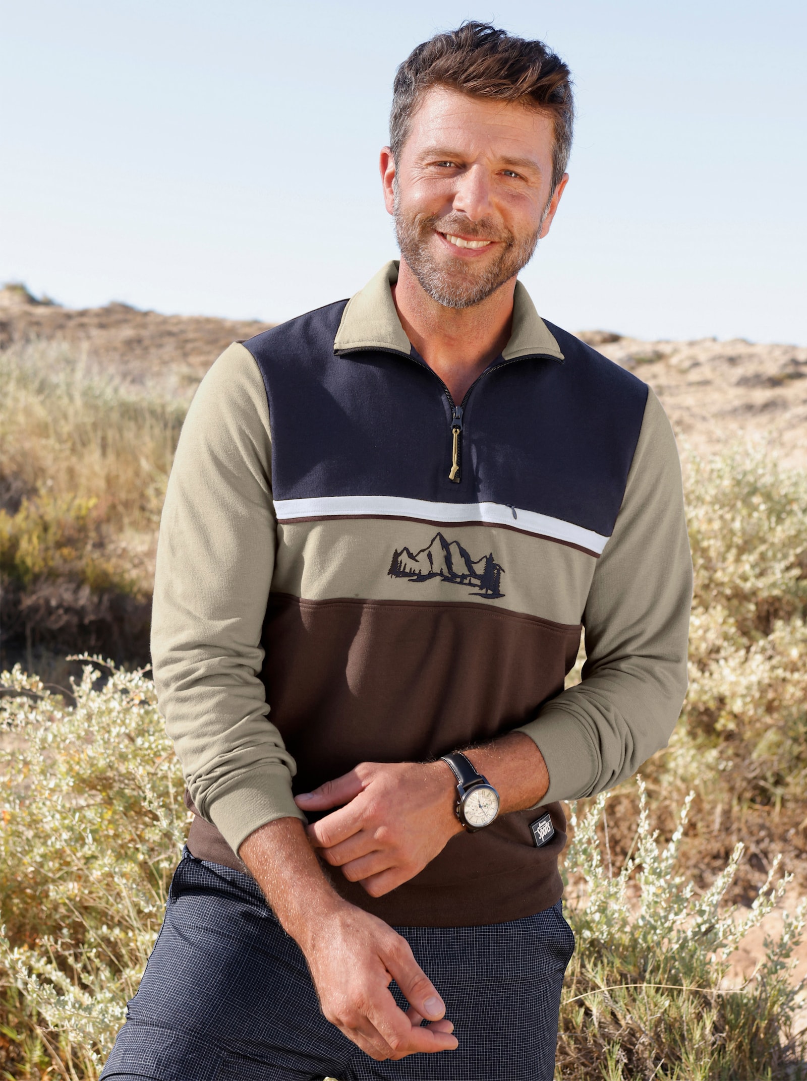 Catamaran Sports Sweatshirt mit Reißverschluss-Brusttasche - schlamm