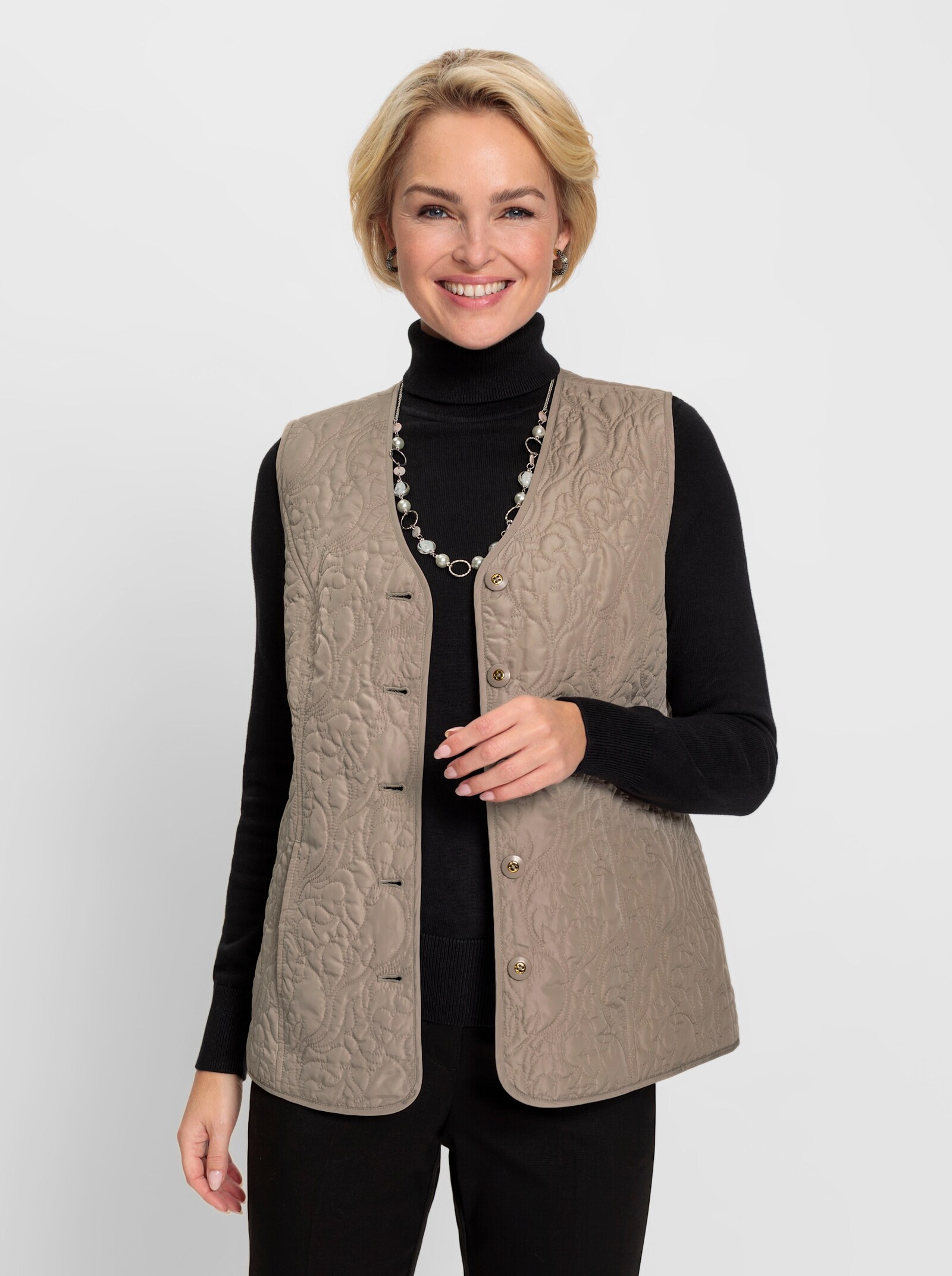 Steppweste mit V-Ausschnitt - sesam