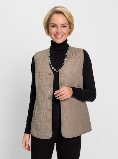 Steppweste mit V-Ausschnitt - sesam