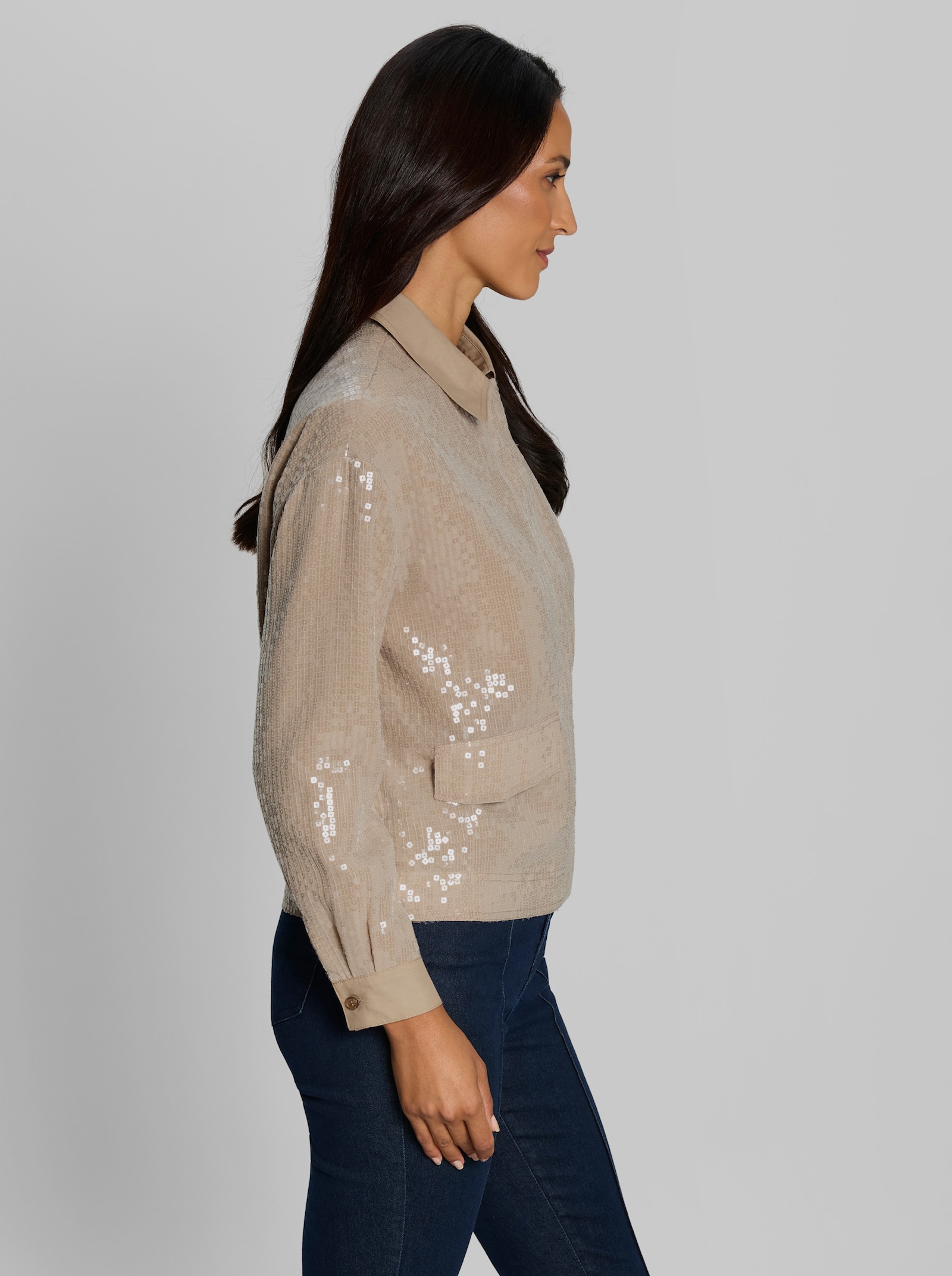 heine Blusenjacke mit Pailletten - beige