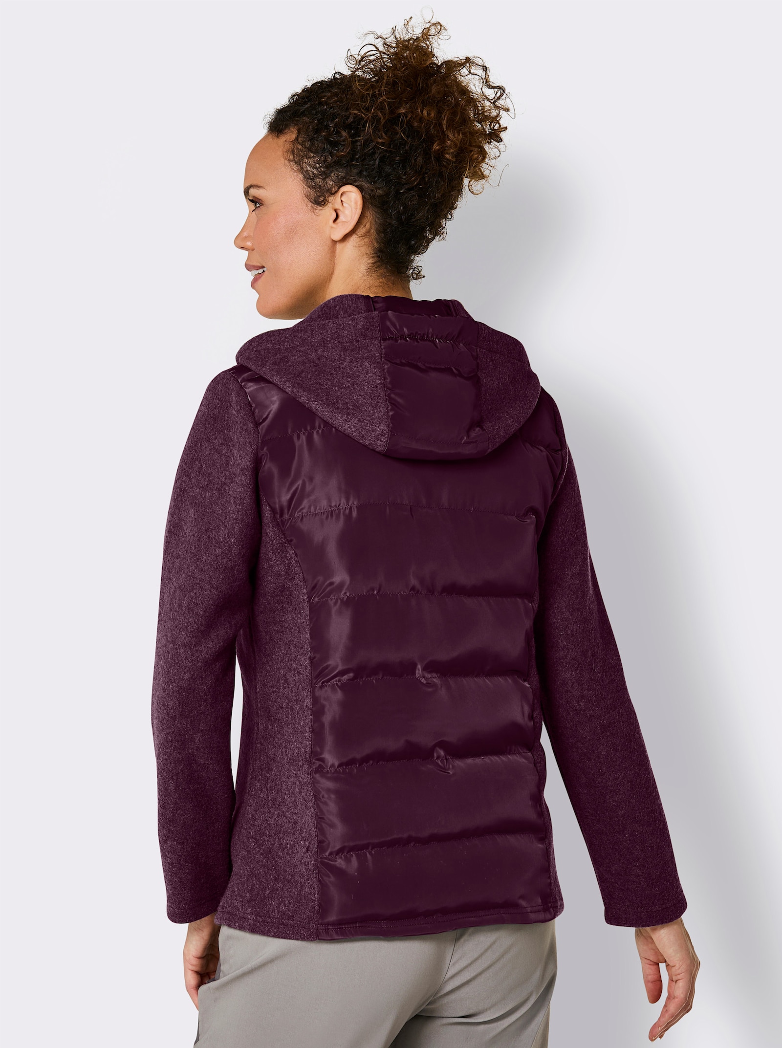 Walkjas met naadzakken met ritssluiting - bordeaux gemêleerd